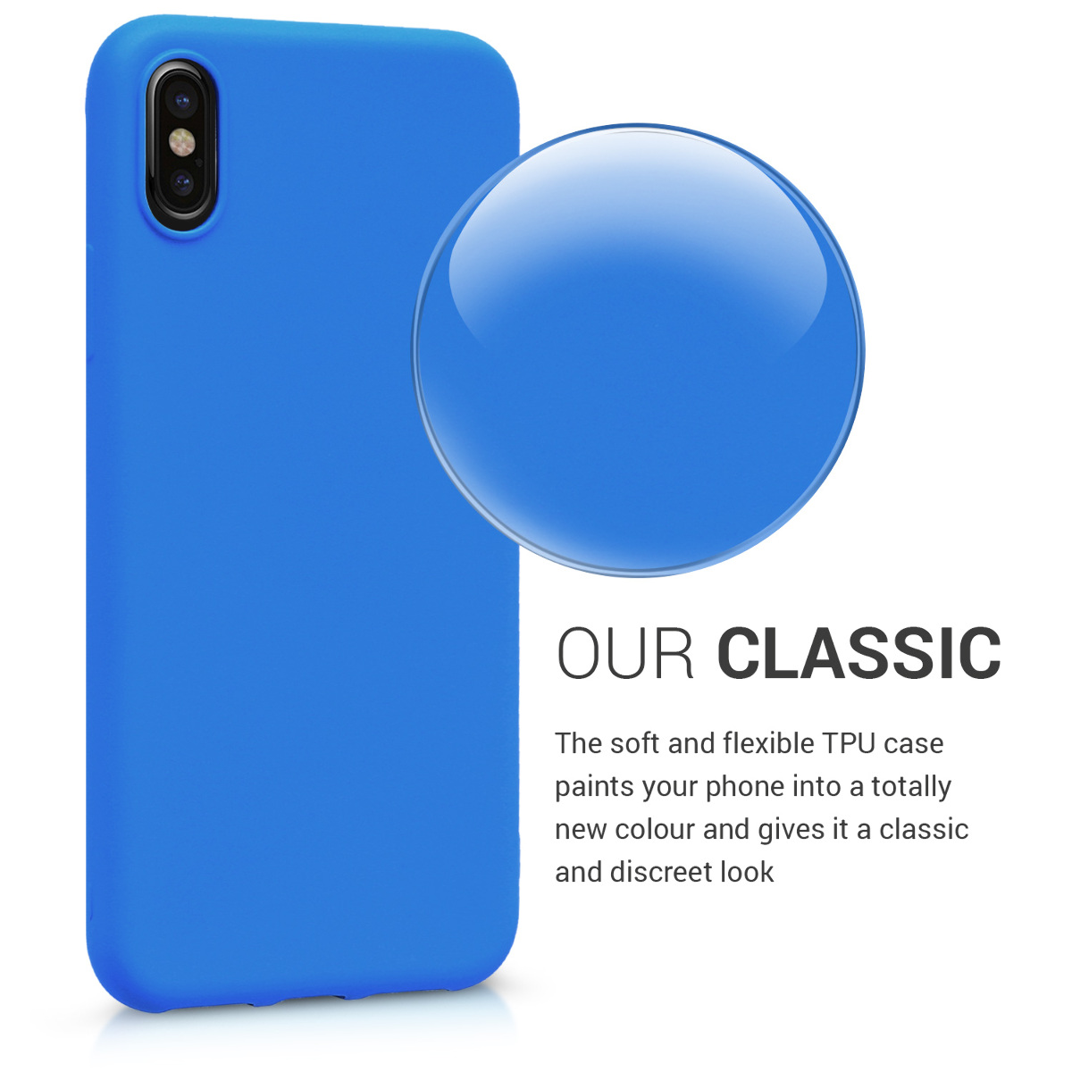 Silikonový kryt na mobil kwmobile pro Apple iPhone X - neonově modrá