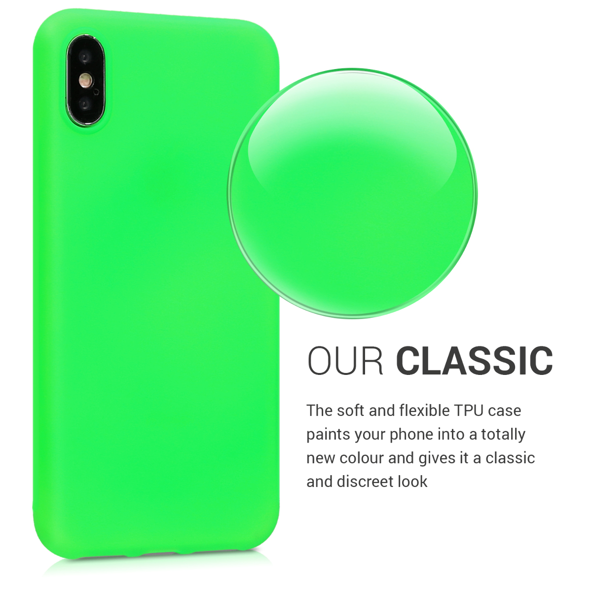 Silikonový kryt na mobil kwmobile pro Apple iPhone X - neonově zelená