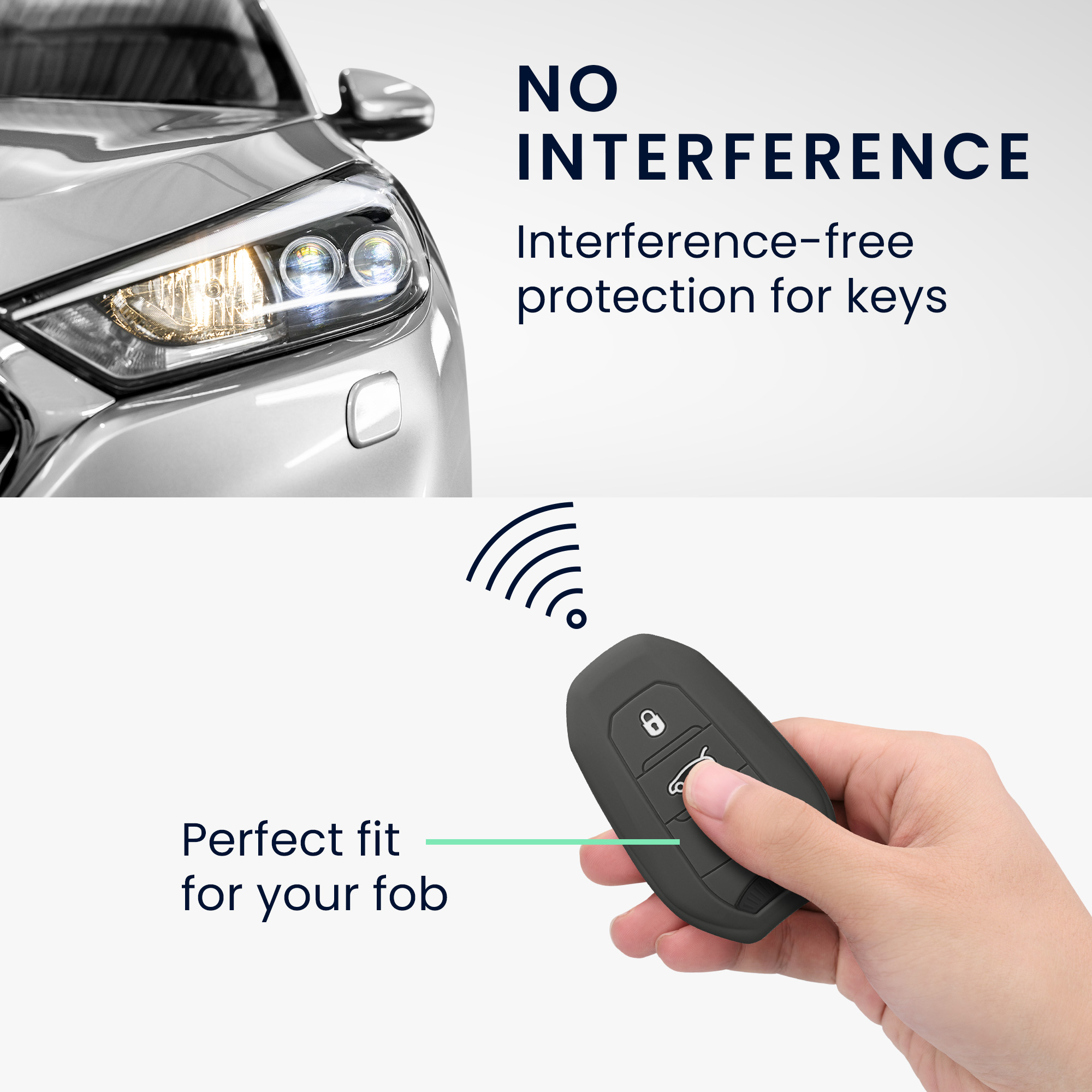 Pouzdro na klíč od auta Peugeot Citroen 3 Button Car kwmobile - tmavě šedá