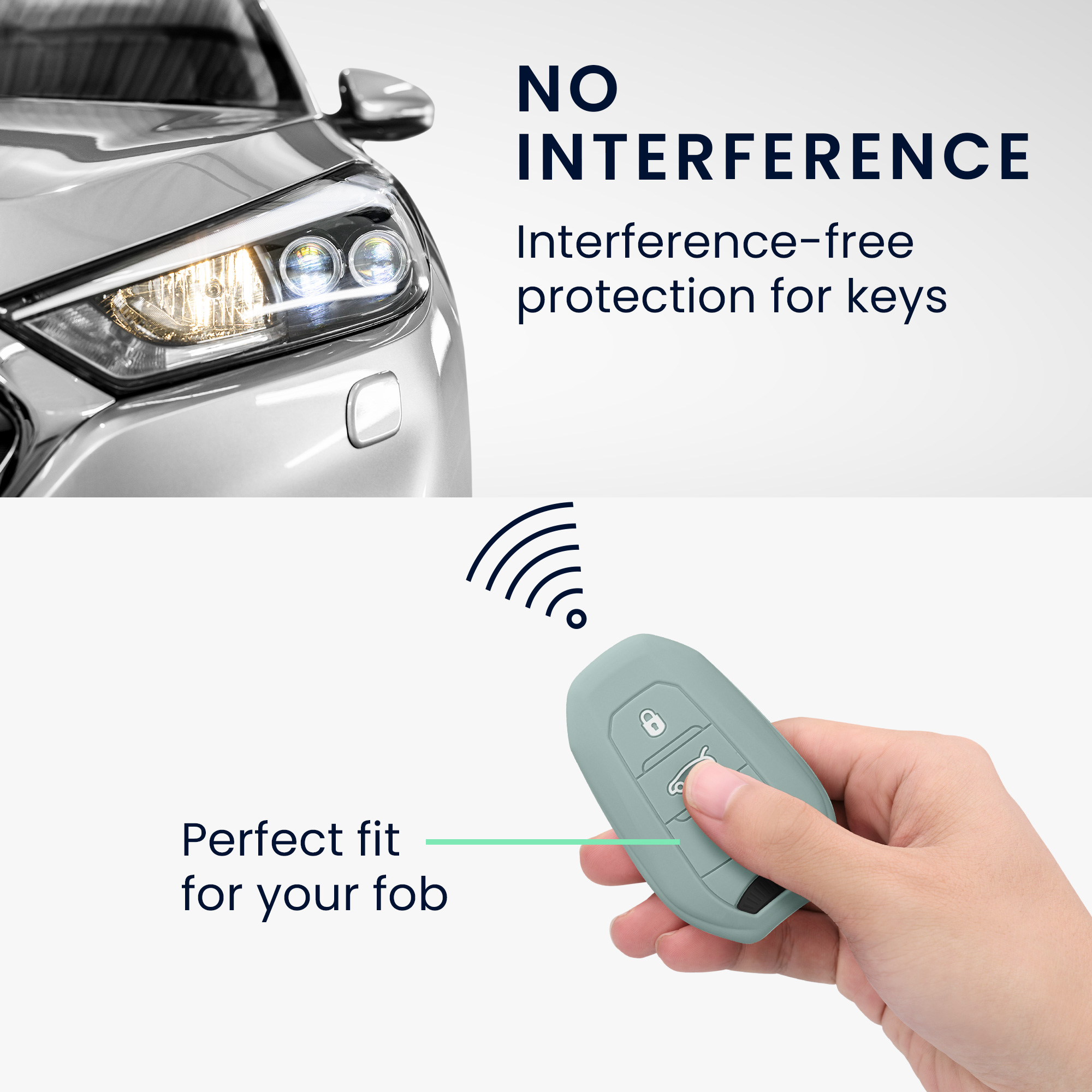 Pouzdro na klíč od auta Peugeot Citroen 3 Button Car kwmobile - mintová