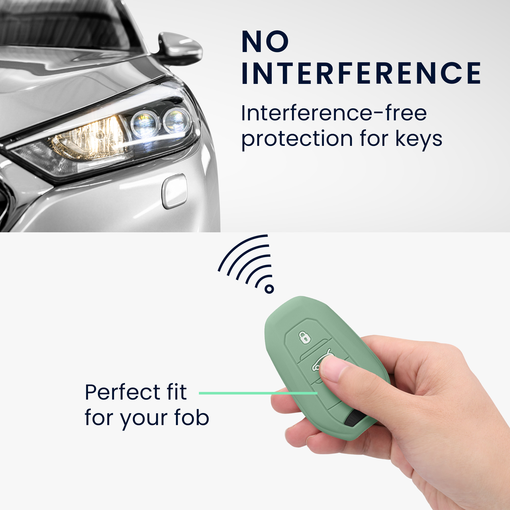 Obal na klíč od auta pro Peugeot Citroen chytrý klíč se 3 tlačítky kwmobile - zemitě zelená