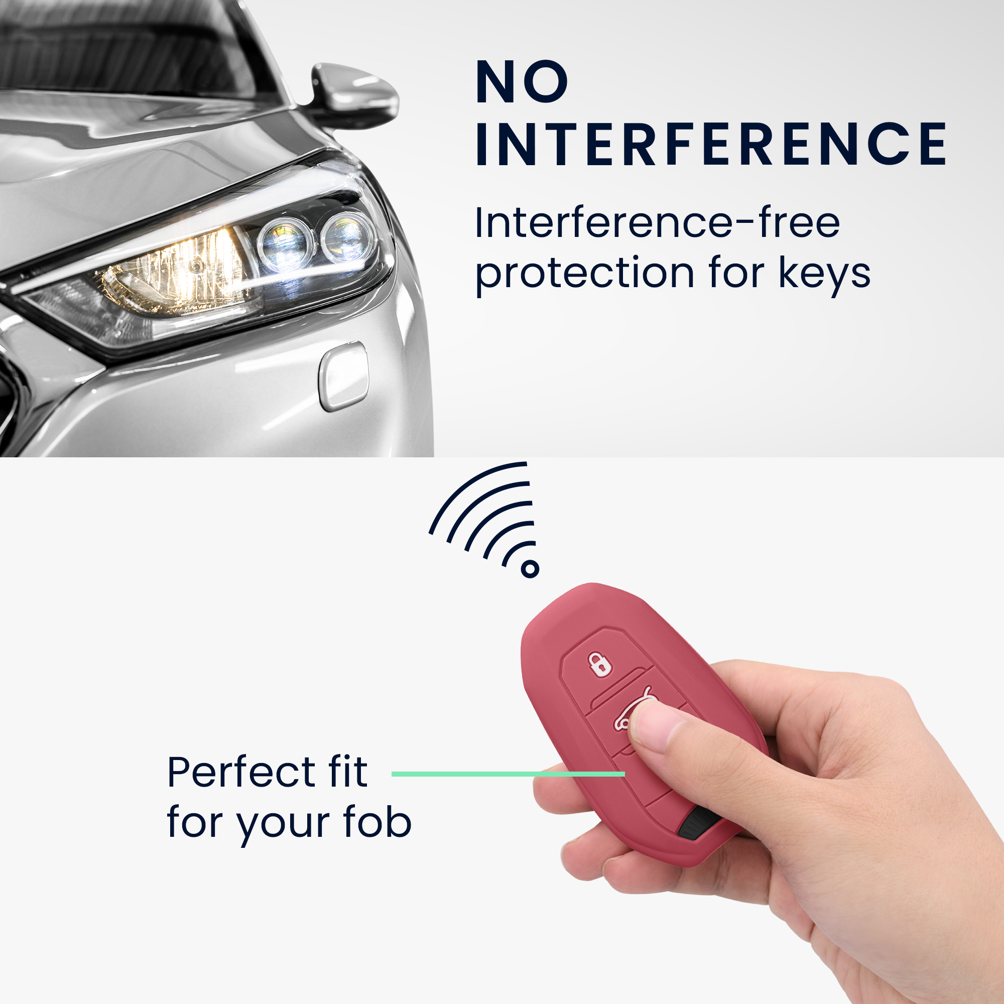 Obal na klíč od auta pro Peugeot Citroen chytrý klíč se 3 tlačítky kwmobile - tmavě starorůžová