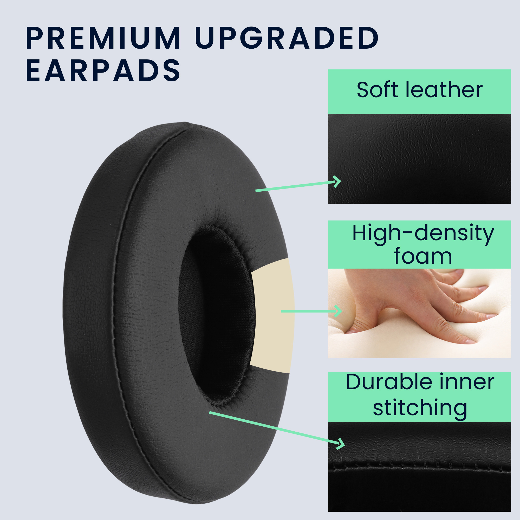 Náhradní náušníky kwmobile pro Beats Solo 2 Wireless / Solo 3 Wireless Replacement Ear Pads, če