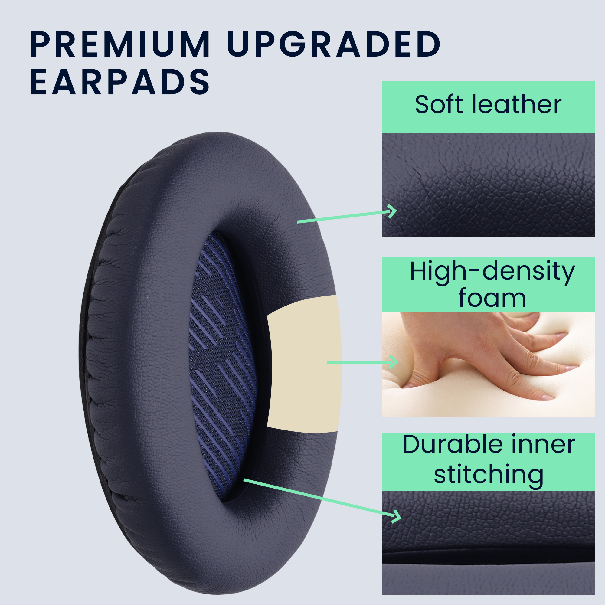 2x náušníky na sluchátka pro Bose Quietcomfort 35 35II 25 15 / QC35 QC35II QC25 QC15 kwmobile - tmavě modrá