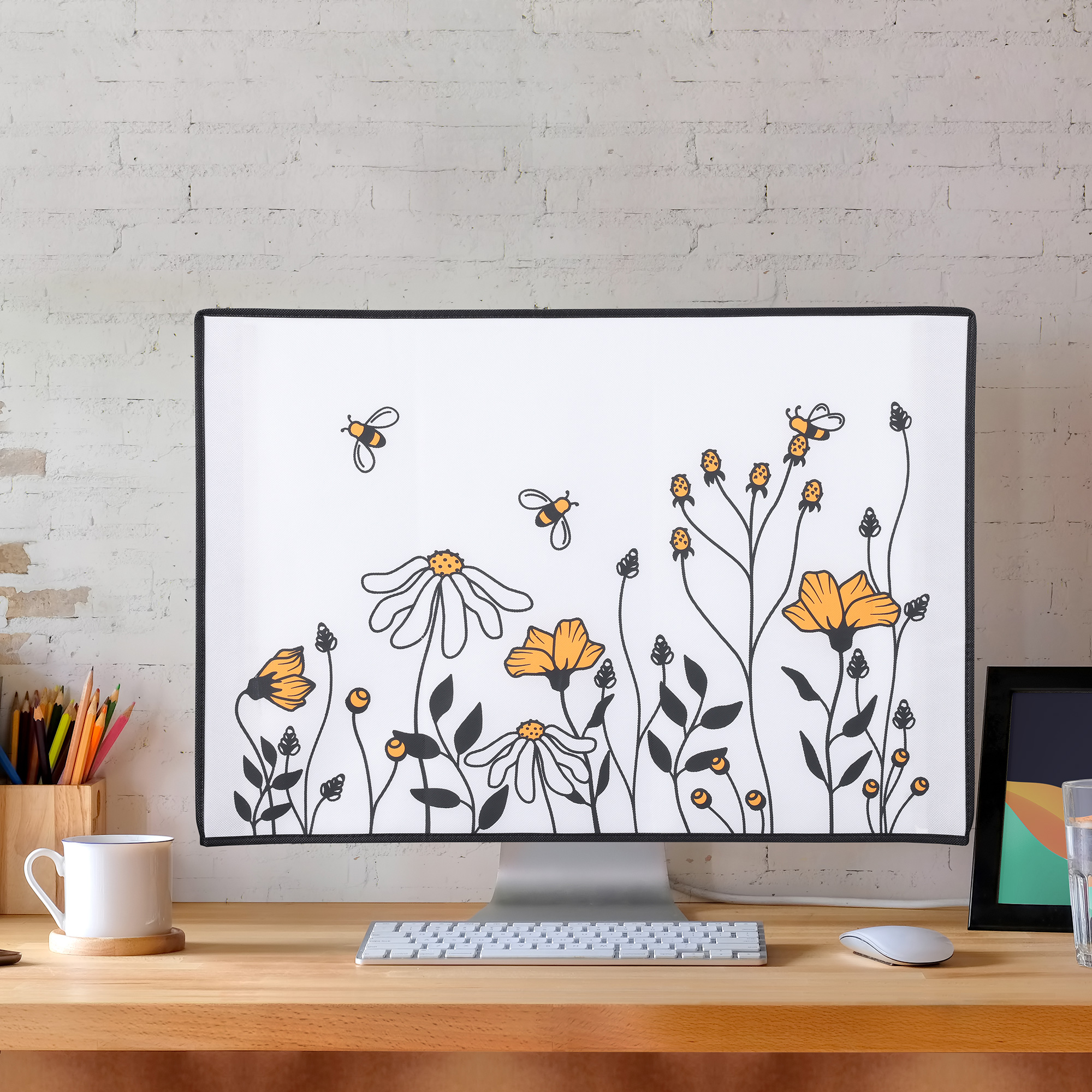 Obal na monitor 27-28" kwmobile motiv včel a květin