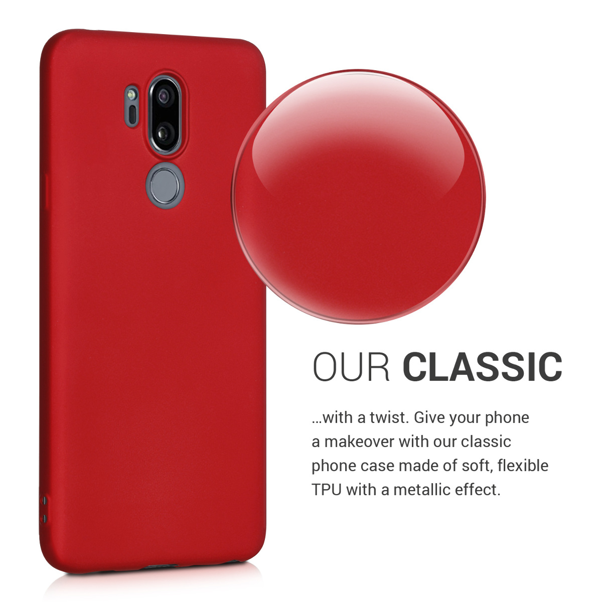 Kryt na mobil LG G7 ThinQ / Fit / One kwmobile TPU metalický metalická tmavě červená
