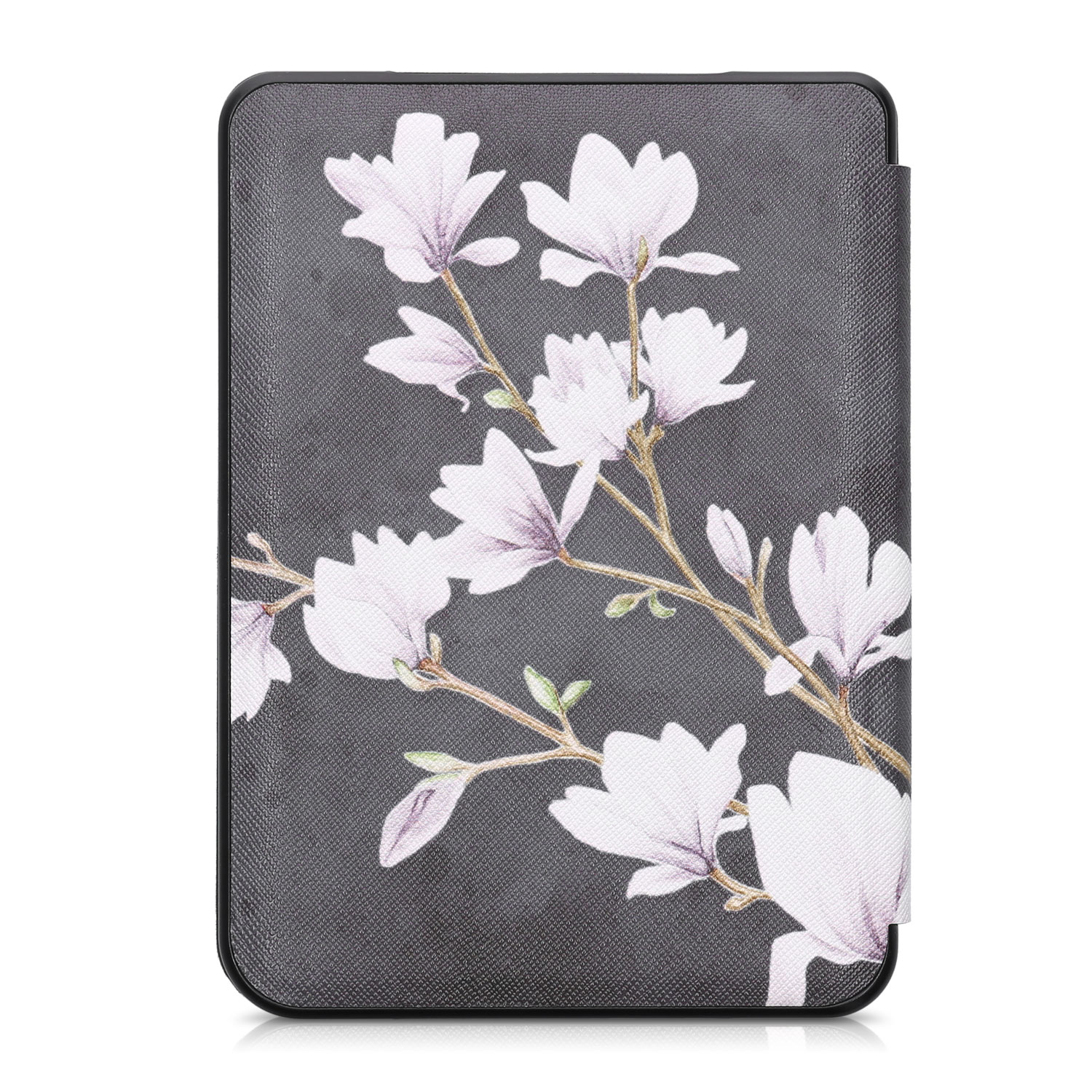 Flip pouzdro na čtečku s magnetem Kobo Clara HD Magnolias taupe-bílo-tmavě šedý se stojánkem