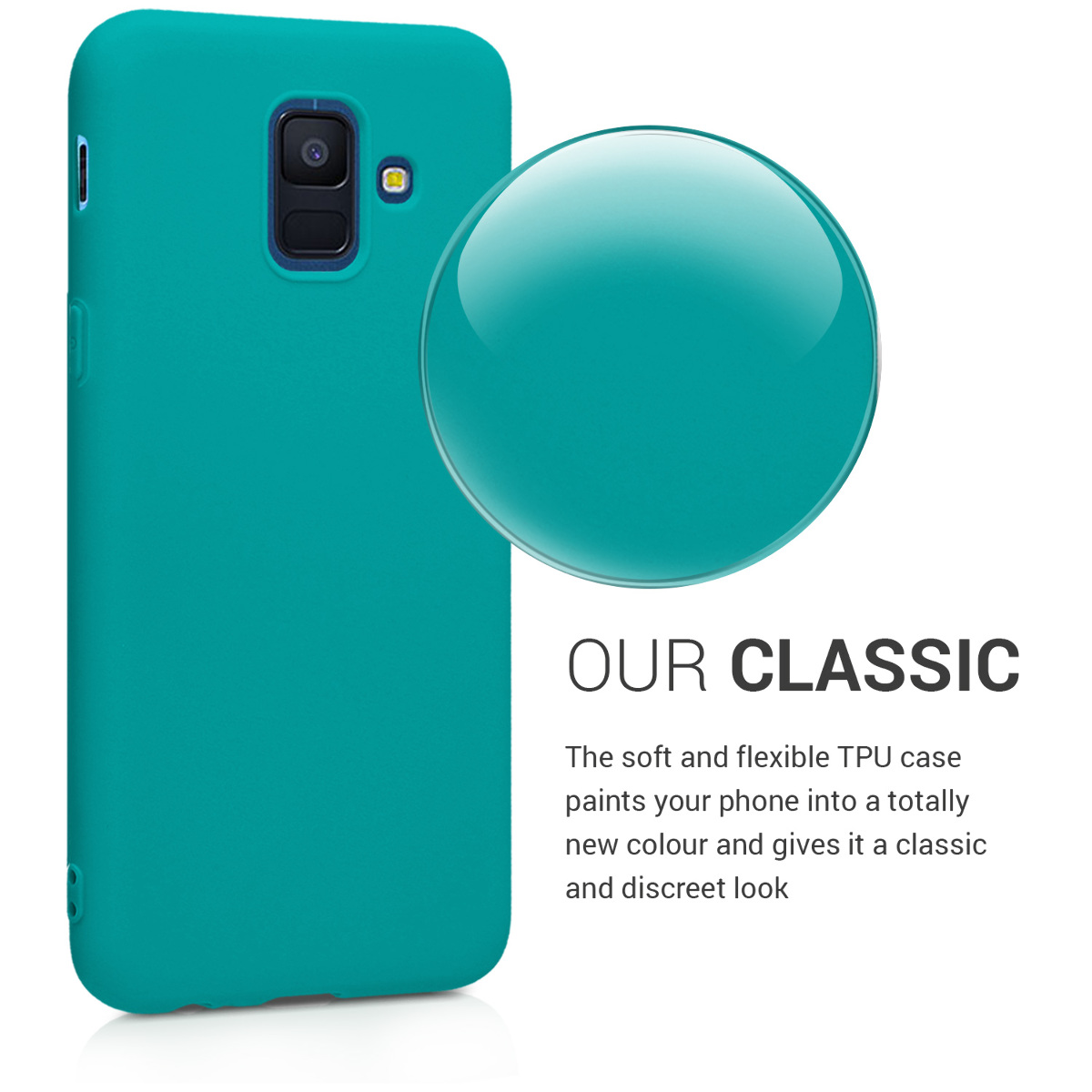 Kryt na mobil Samsung Galaxy A6 (2018) kwmobile TPU matně petrolejový