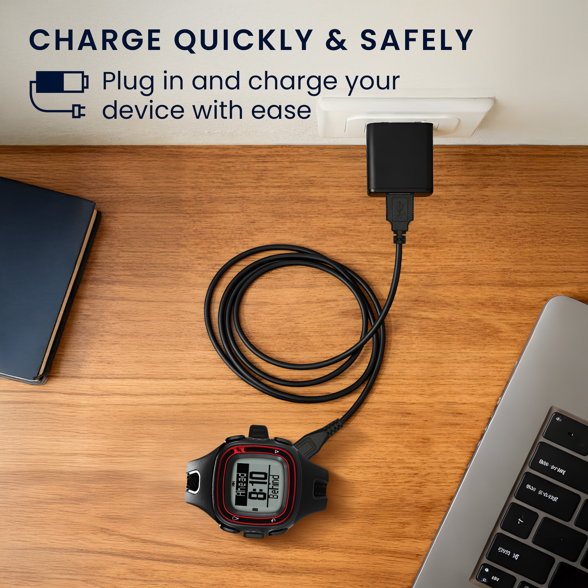Nabíjecí kabel Garmin Forerunner 10 / 15 kwmobile USB-A černý