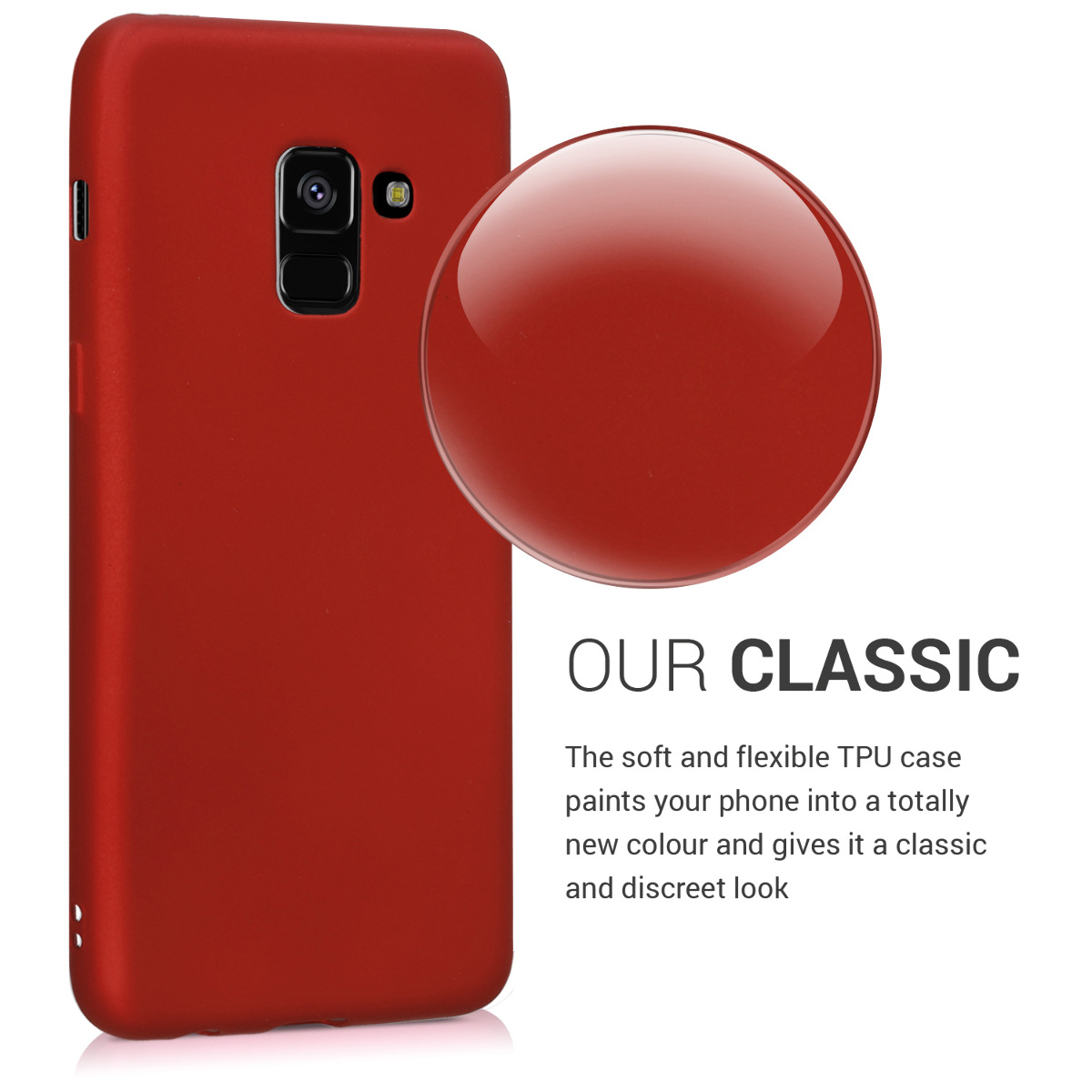 Metalický kryt na mobil Samsung Galaxy A8 (2018) kwmobile metalicky tmavě červený