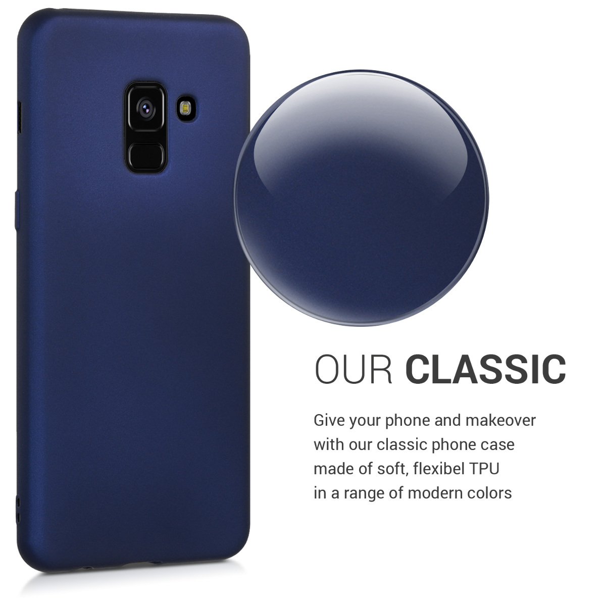 Metalický kryt na mobil Samsung Galaxy A8 (2018) kwmobile metalicky modrý