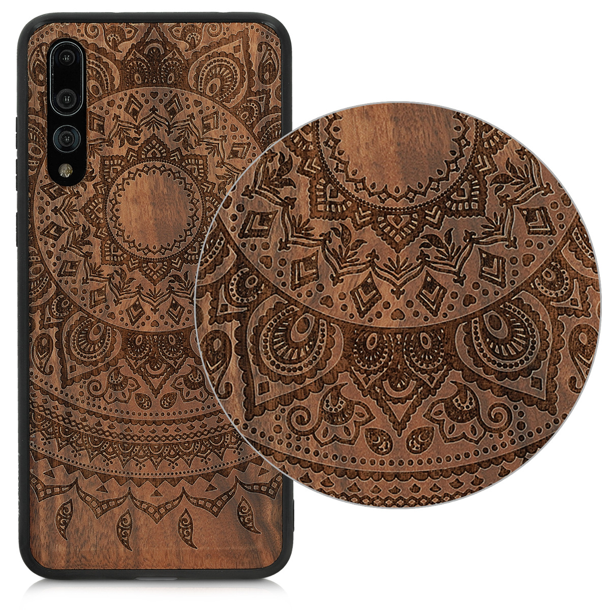 Dřevěný kryt kwmobile Huawei P20 Pro, tmavě hnědý