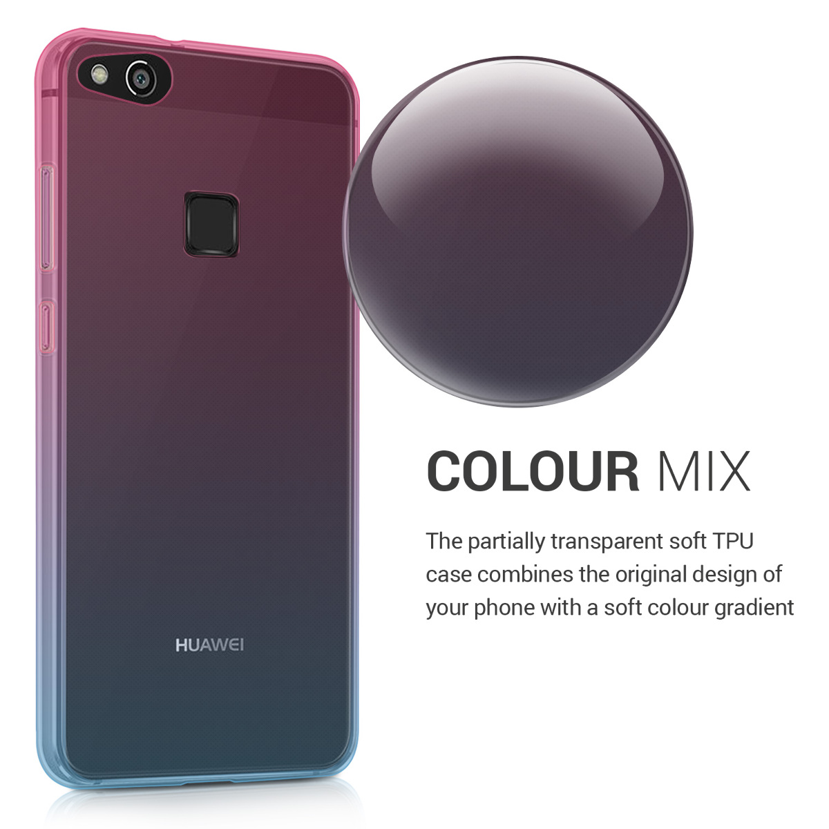 Kryt kwmobile pro Huawei P10 Lite, dvoubarevná tmavě růžová / modrá / transparentní