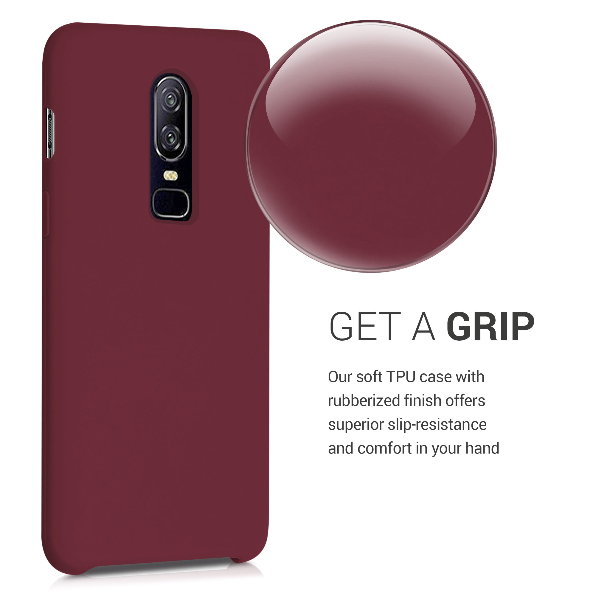 Kryt na mobil OnePlus 6 kwmobile TPU červená rebarbora
