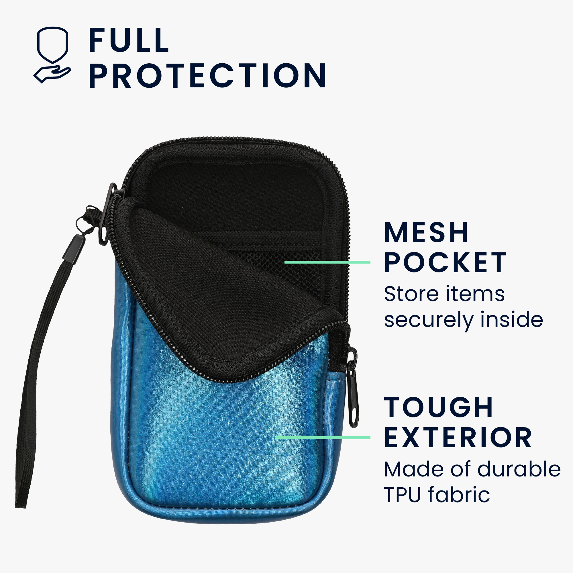 Univerzální pouzdro na mobil kwmobile pro Universal Phone Pouch Size M, sleeve in metallic caribbean blue