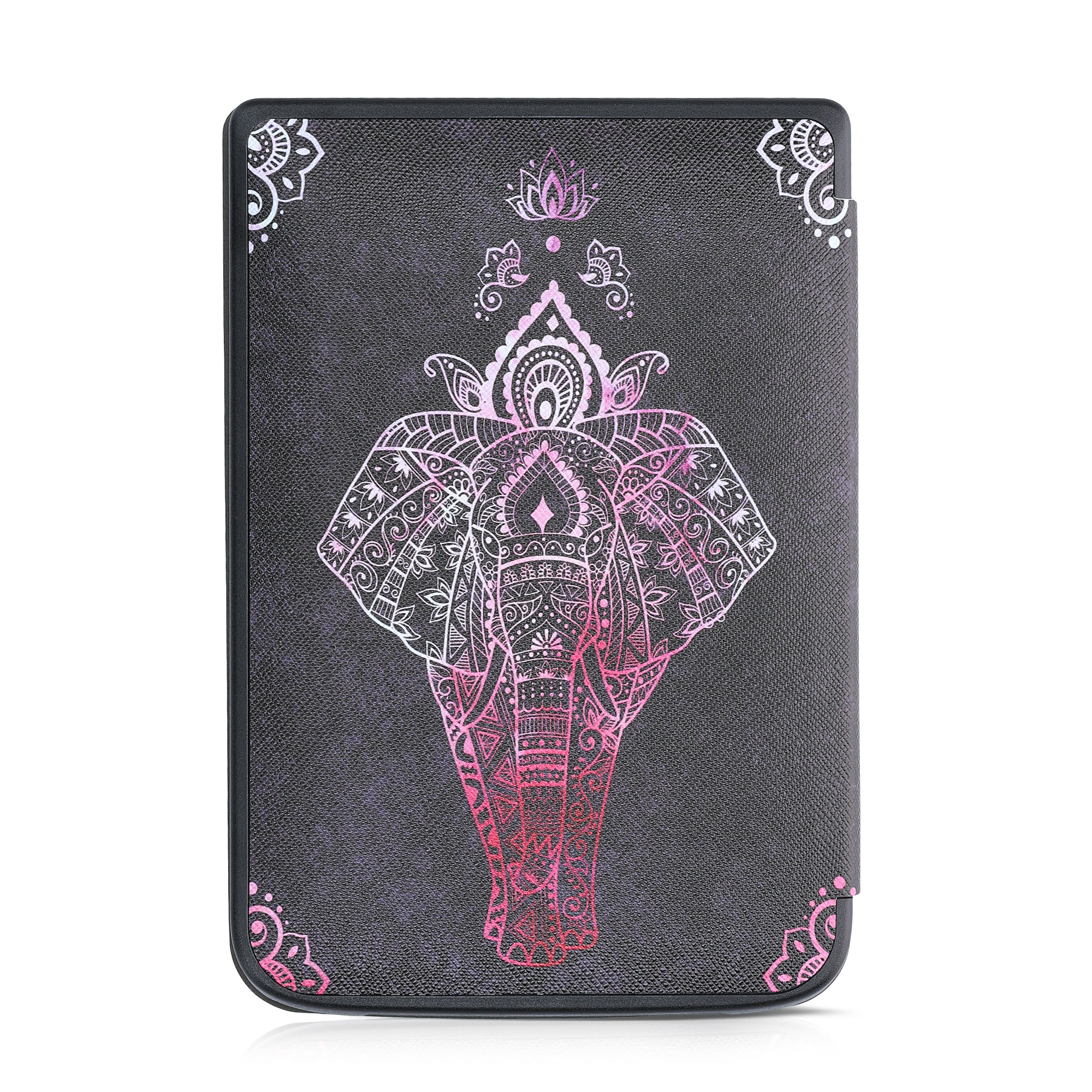 Pouzdro na čtečku Pocketbook Touch Lux 4/5/Touch HD 3/Color (2020)/ Vivlio Lux 5 kwmobile - elephant sketch with dark pink/antracitová