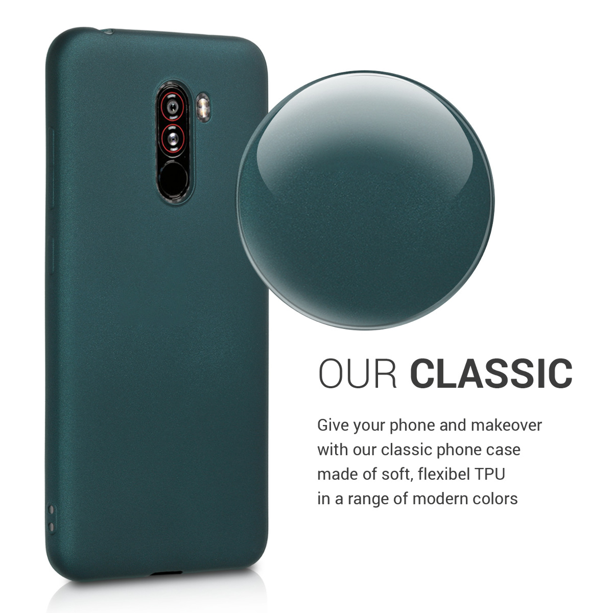 Kryt Xiaomi Pocophone F1 metalický TPU metalická modrozelená kwmobile