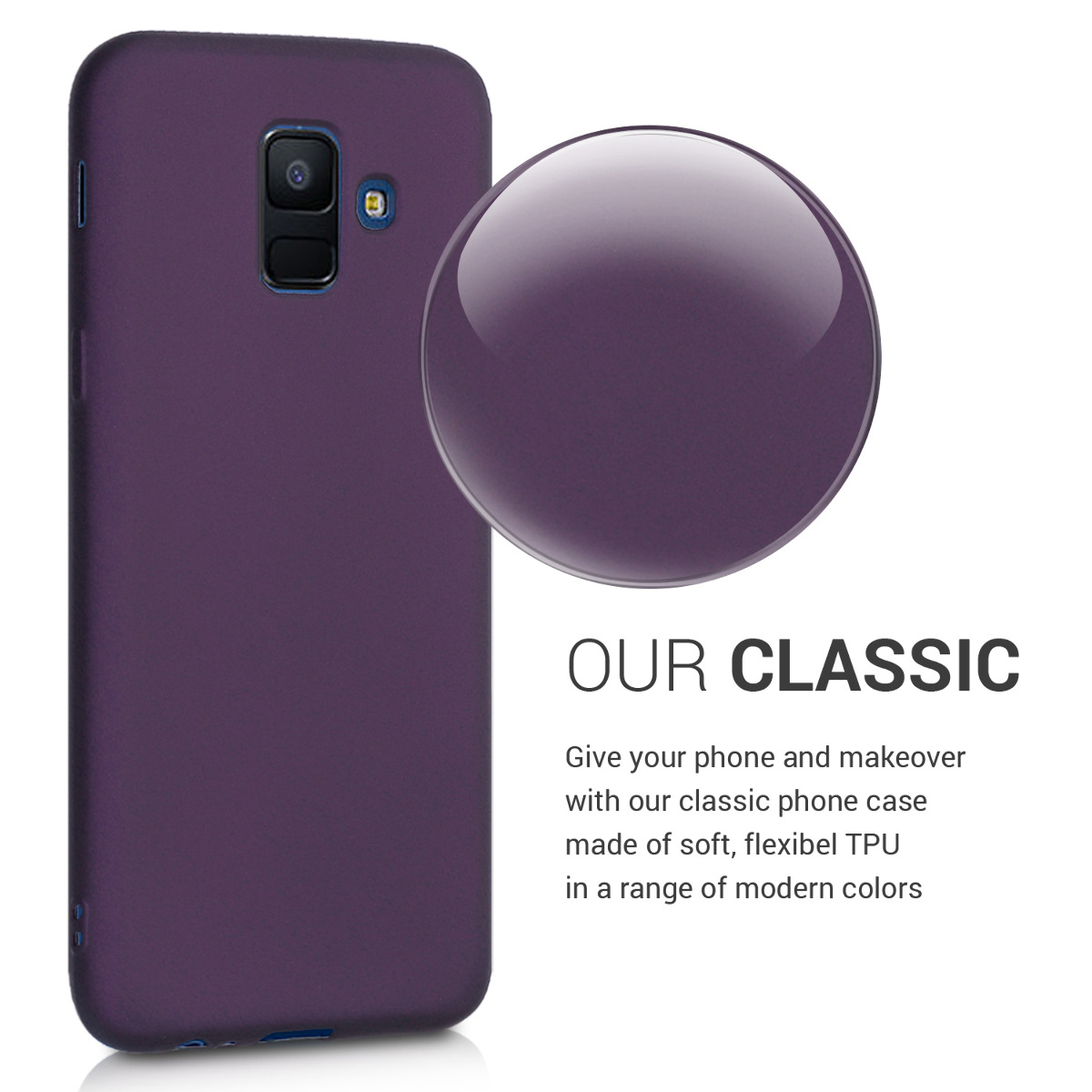Pouzdro pro Samsung Galaxy A6 (2018) kwmobile tenké metalické silikonové - metalická bordó