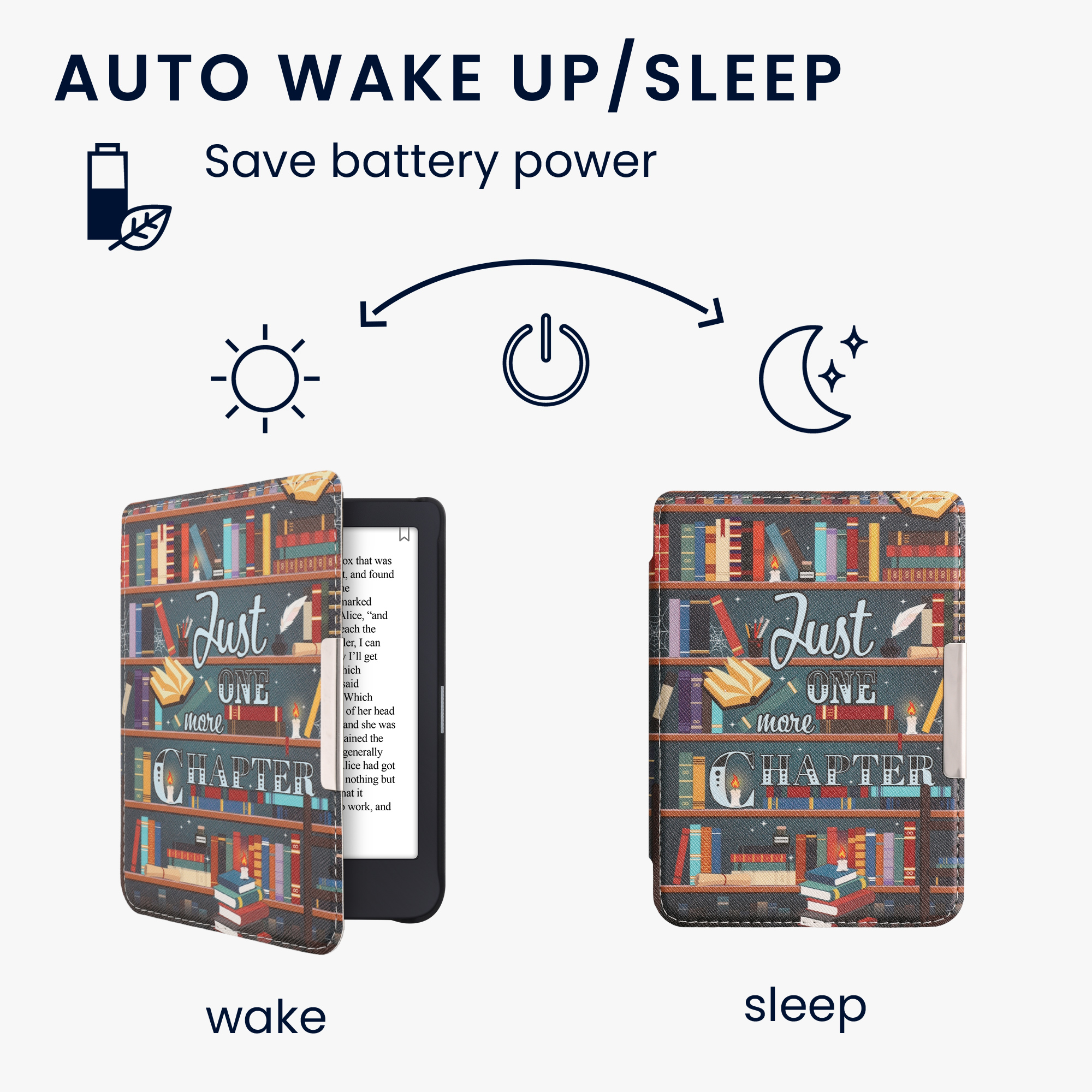 Pouzdro na čtečku Tolino Shine 3 kwmobile - library motto / vícebarevná
