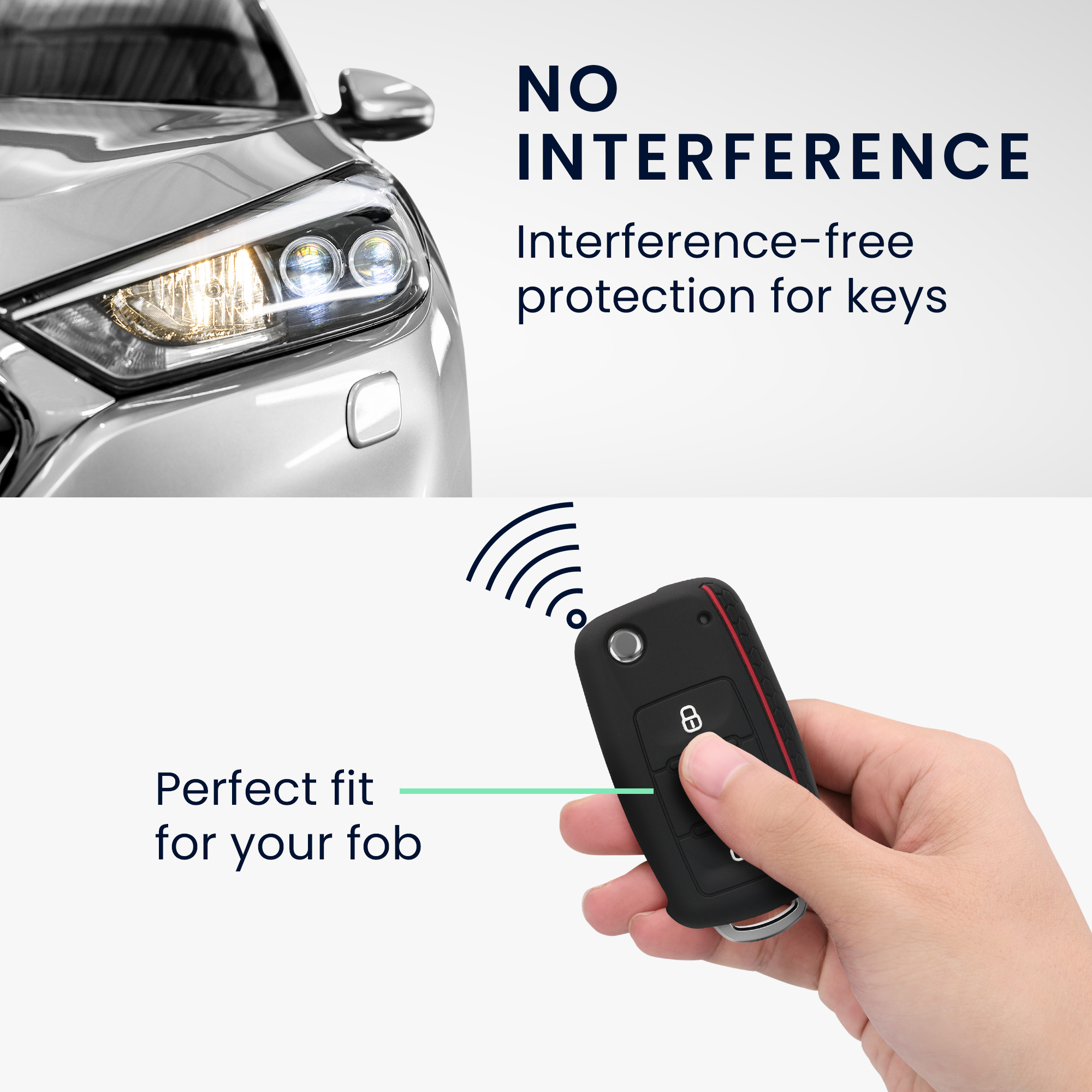 Pouzdro na klíč od auta kwmobile pro VW / Škoda / SEAT 3 tlačítkový klíč - bílá / černá / červená