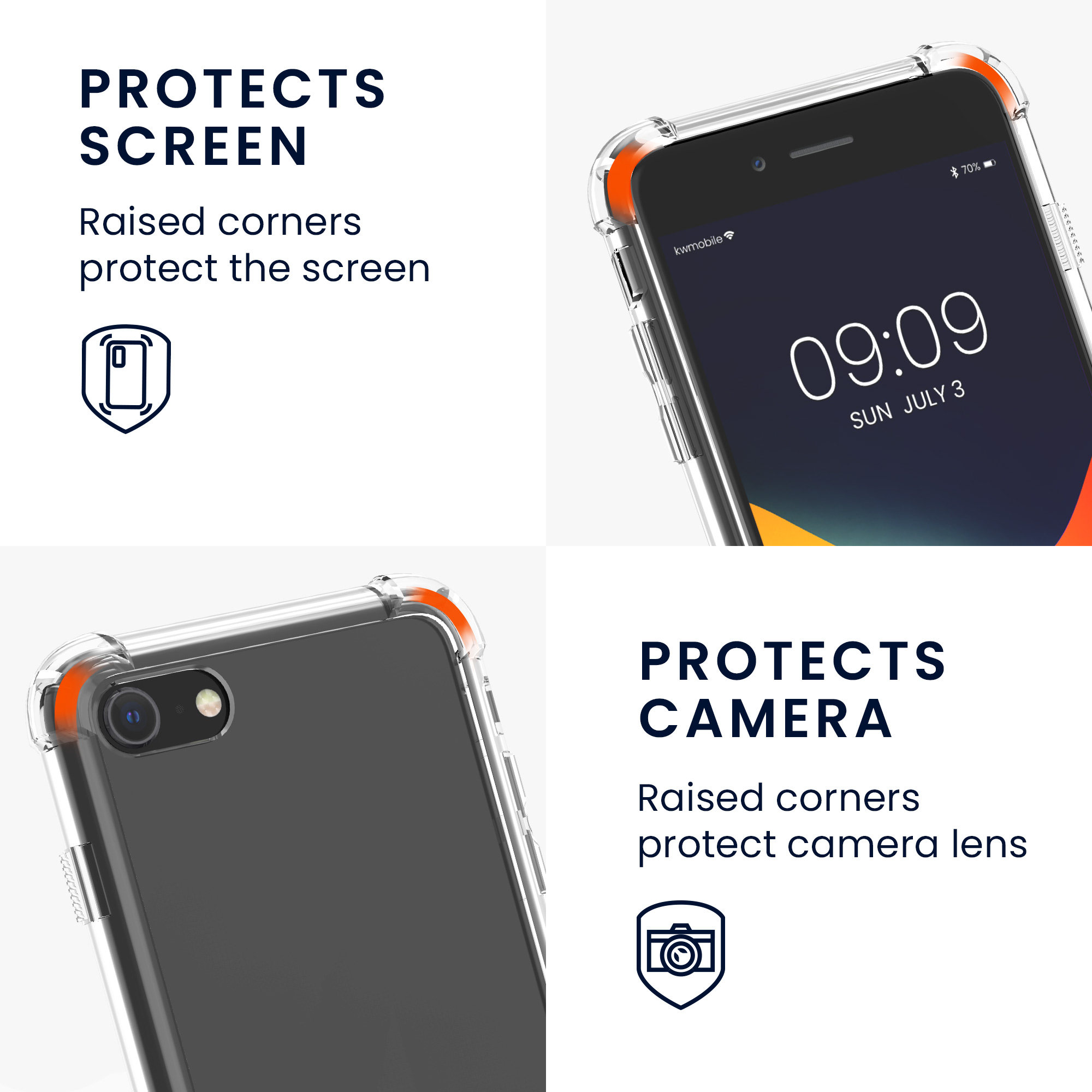 Crossbody kryt kwmobile pro iPhone SE 2022/2020/8/7 - černá / transparentní