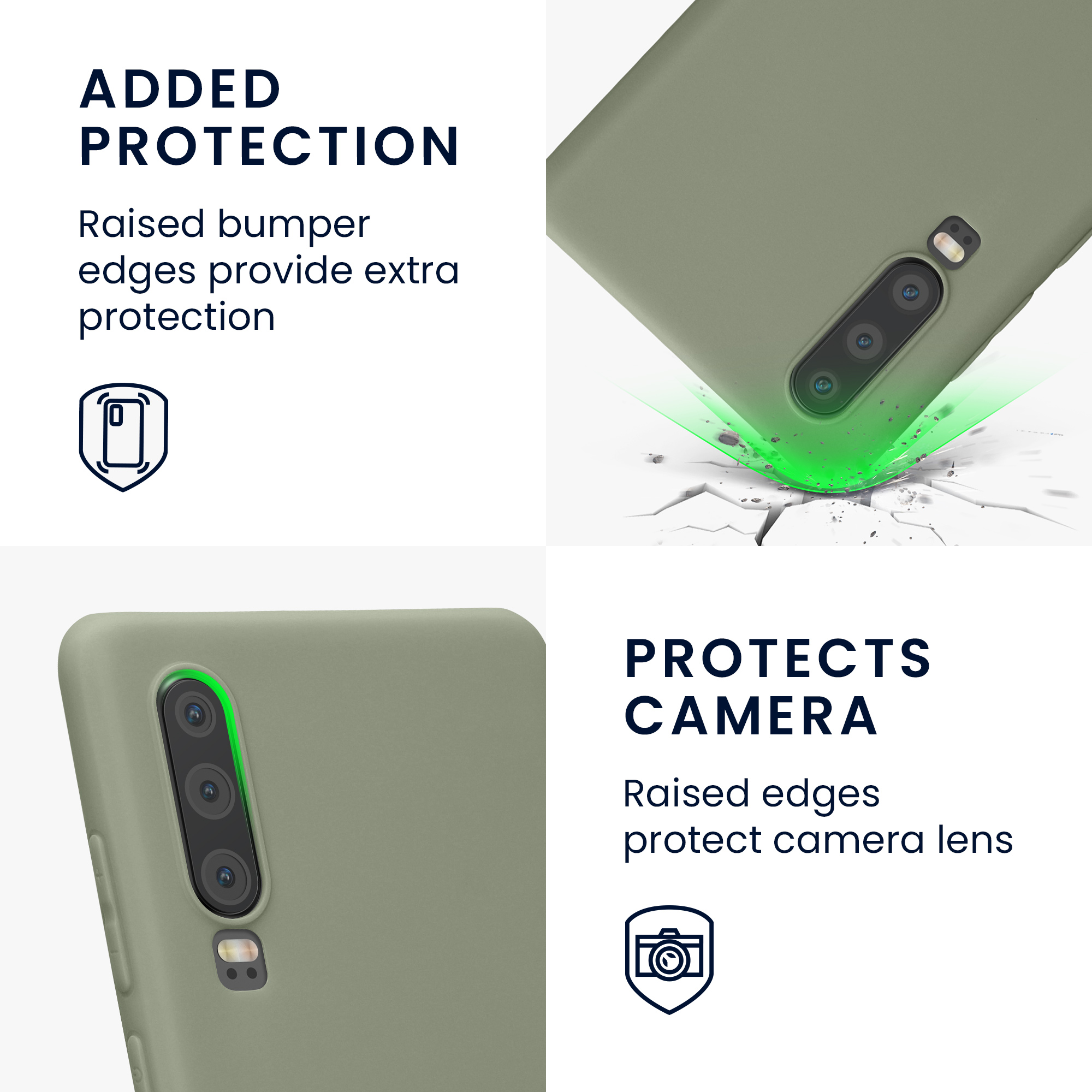 TPU kryt pro Huawei P30, nárazuvzdorný, pro bezdrátové nabíjení kwmobile ‑ šedozelená