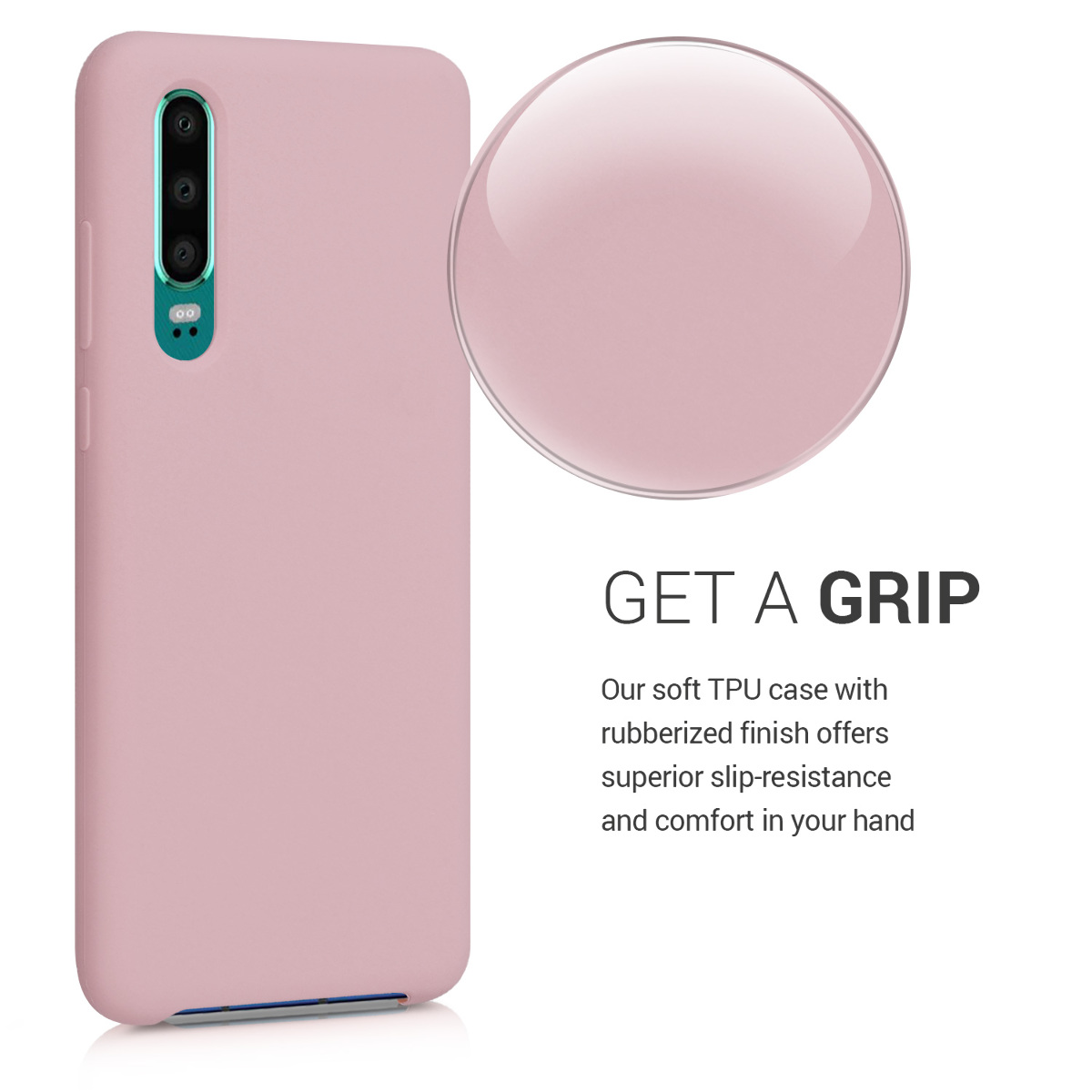 Silikonový kryt pro Huawei P30, nárazuvzdorný, pro bezdrátové nabíjení kwmobile ‑ vintage růžová