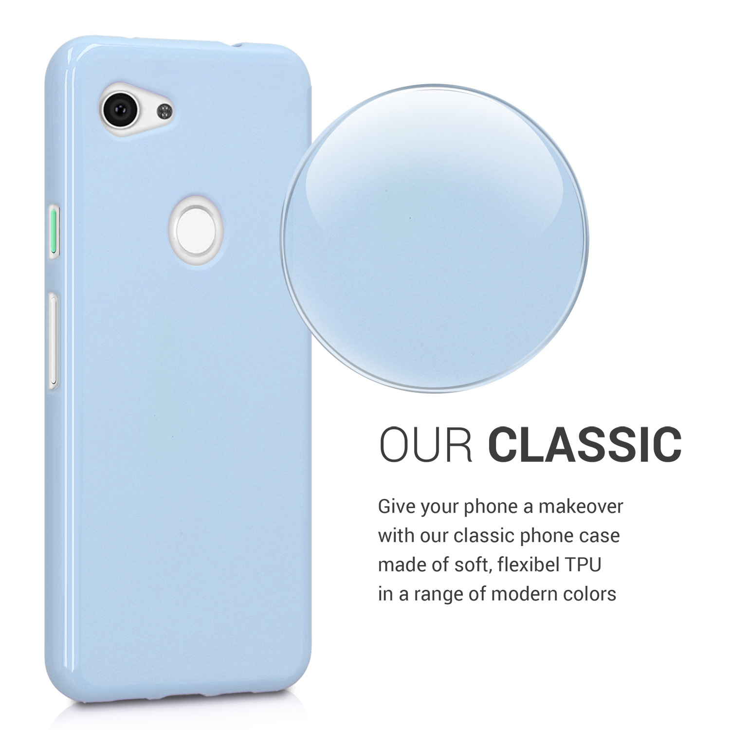 Matný TPU kryt pro Google Pixel 3a, nárazuvzdorný, pro bezdrátové nabíjení kwmobile ‑ matná světle modrá