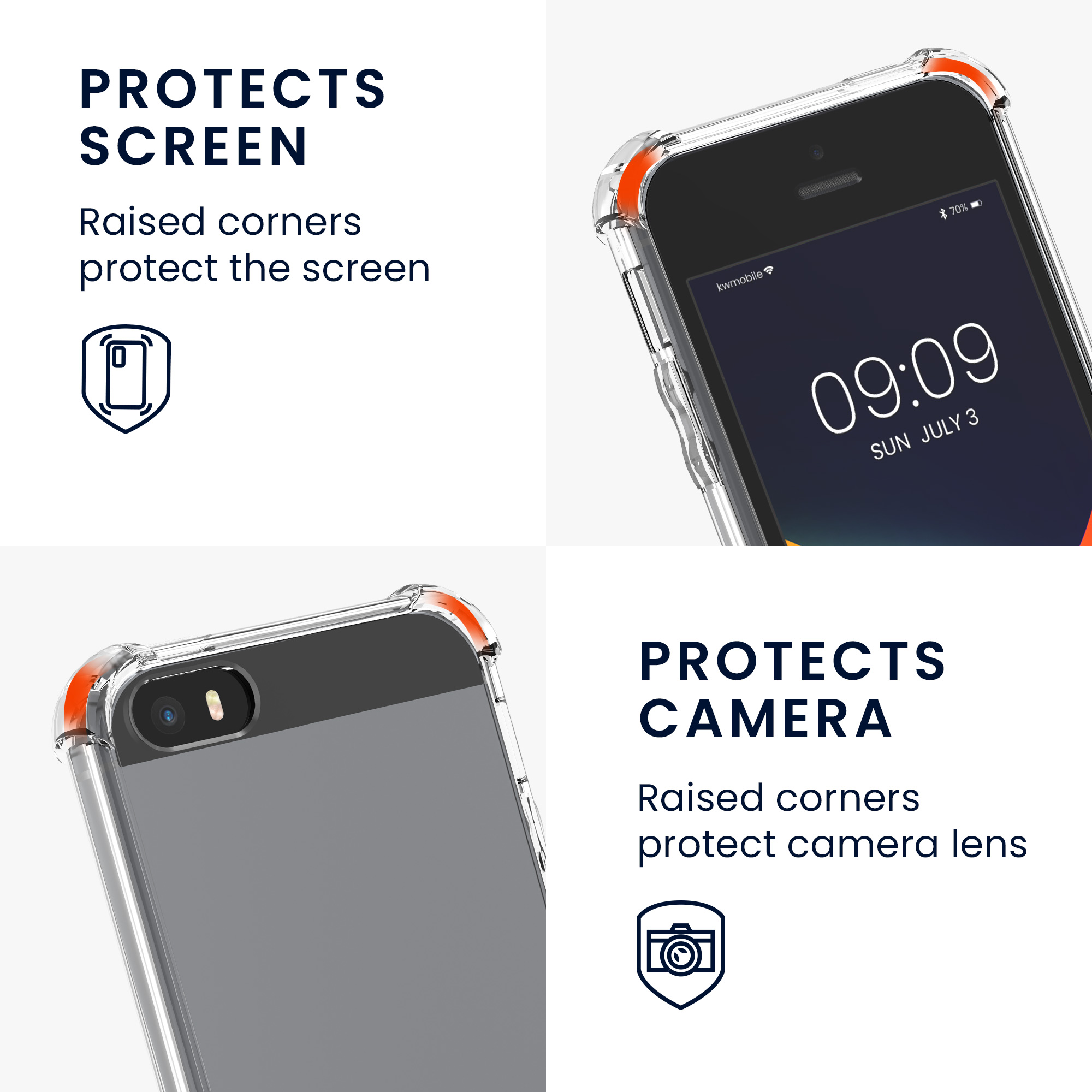 Pouzdro s popruhem (crossbody) pro Apple iPhone SE (1.Gen 2016) / iPhone 5 / iPhone 5S kwmobile TPU - černá / transparentní