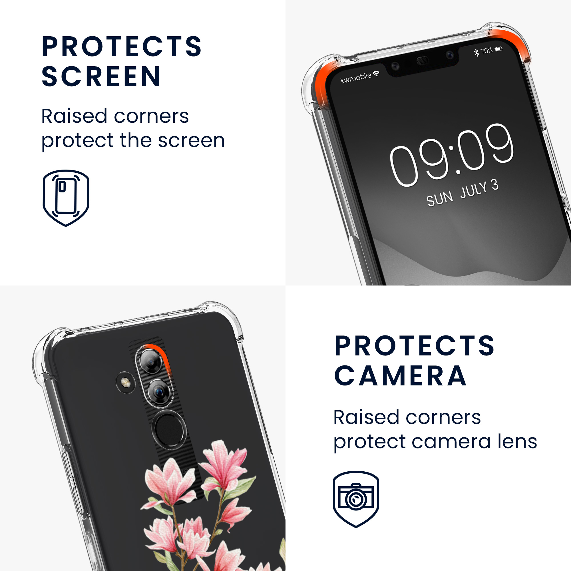 Pouzdro na tablet - Huawei Mate 20 Lite Case Strap - kwmobile - bílá/růžová/transparentní
