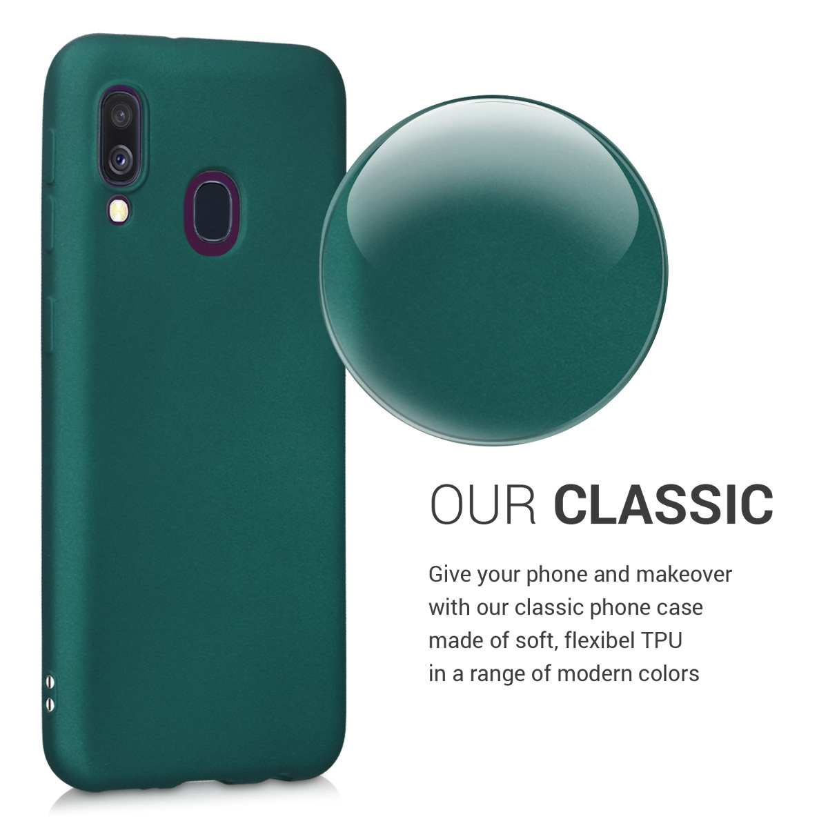 Kryt na mobil Samsung Galaxy A40 kwmobile TPU metalický Tmavě metalická zelená