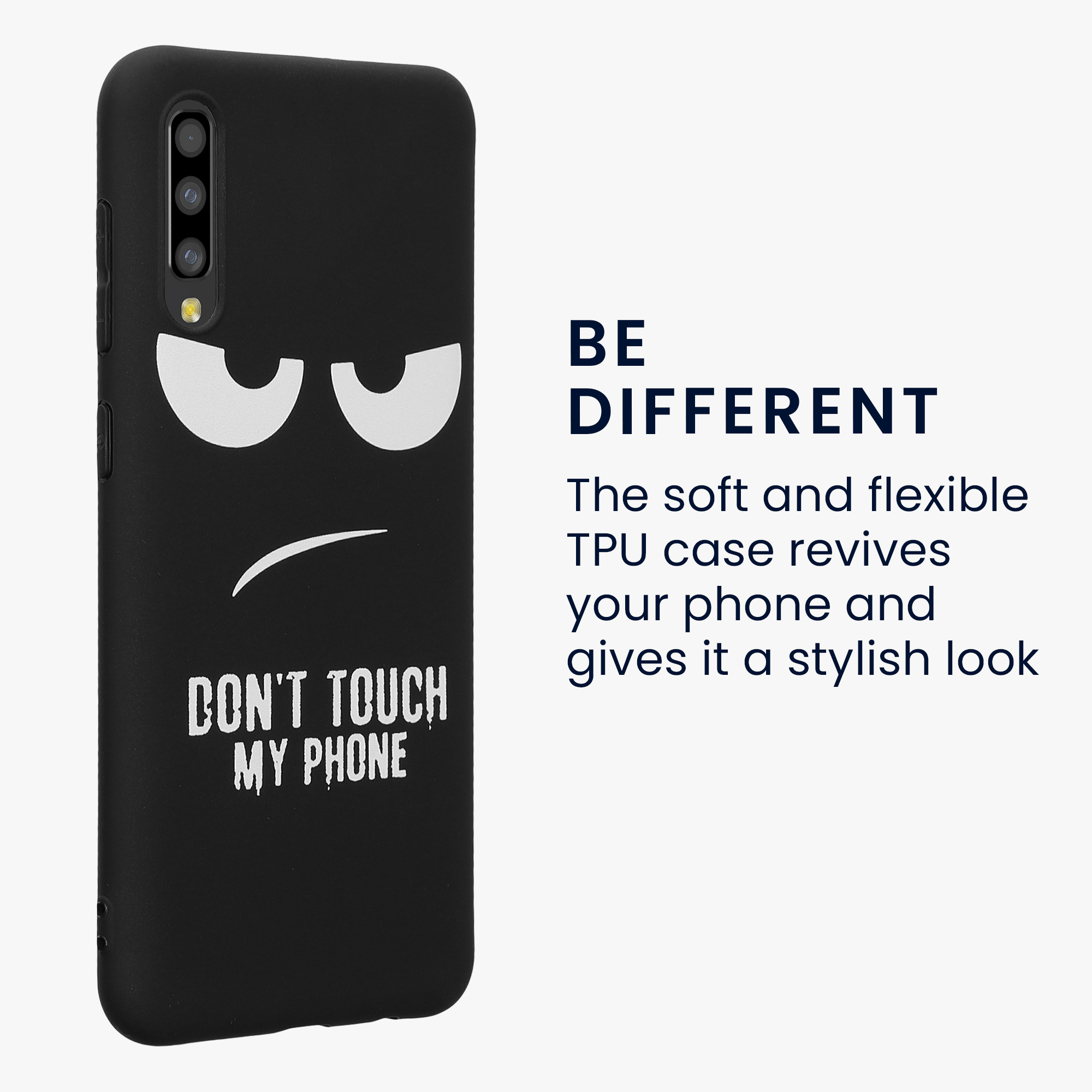 Kryt na mobil Samsung Galaxy A50 kwmobile motiv Don't Touch My Phone - Don't Touch My Phone - bílá / černá