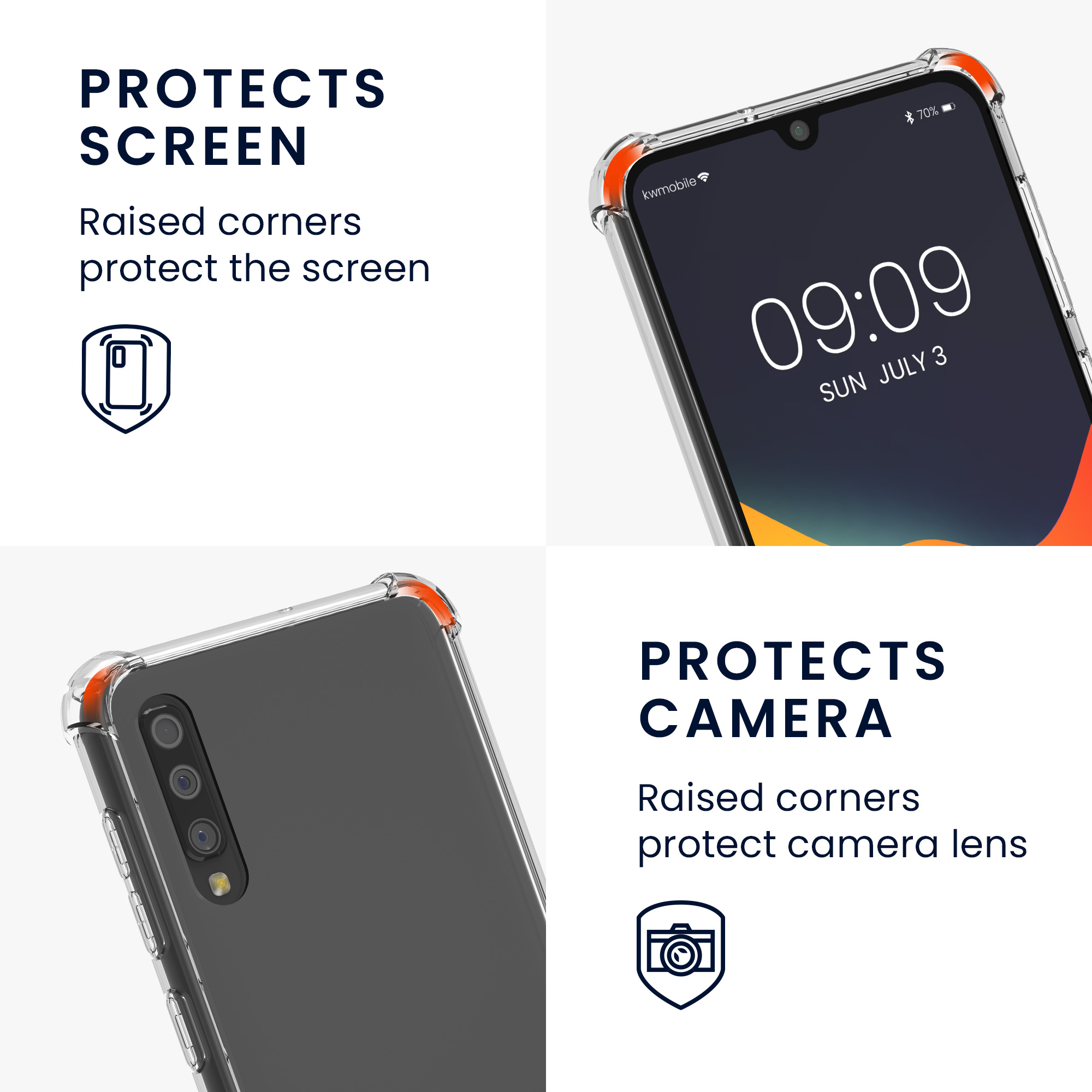 Crossbody kryt na mobil Samsung Galaxy A50 kwmobile se šňůrkou Transparentní / čern