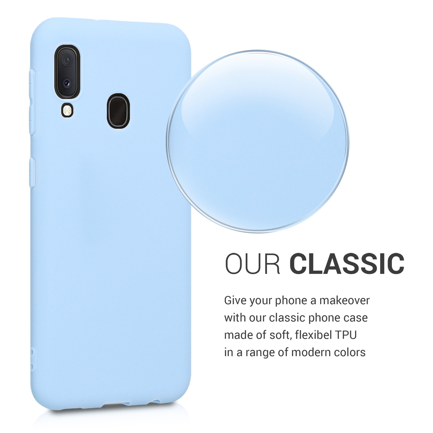 Kryt na mobil Samsung Galaxy A20e kwmobile TPU matně světle modrý