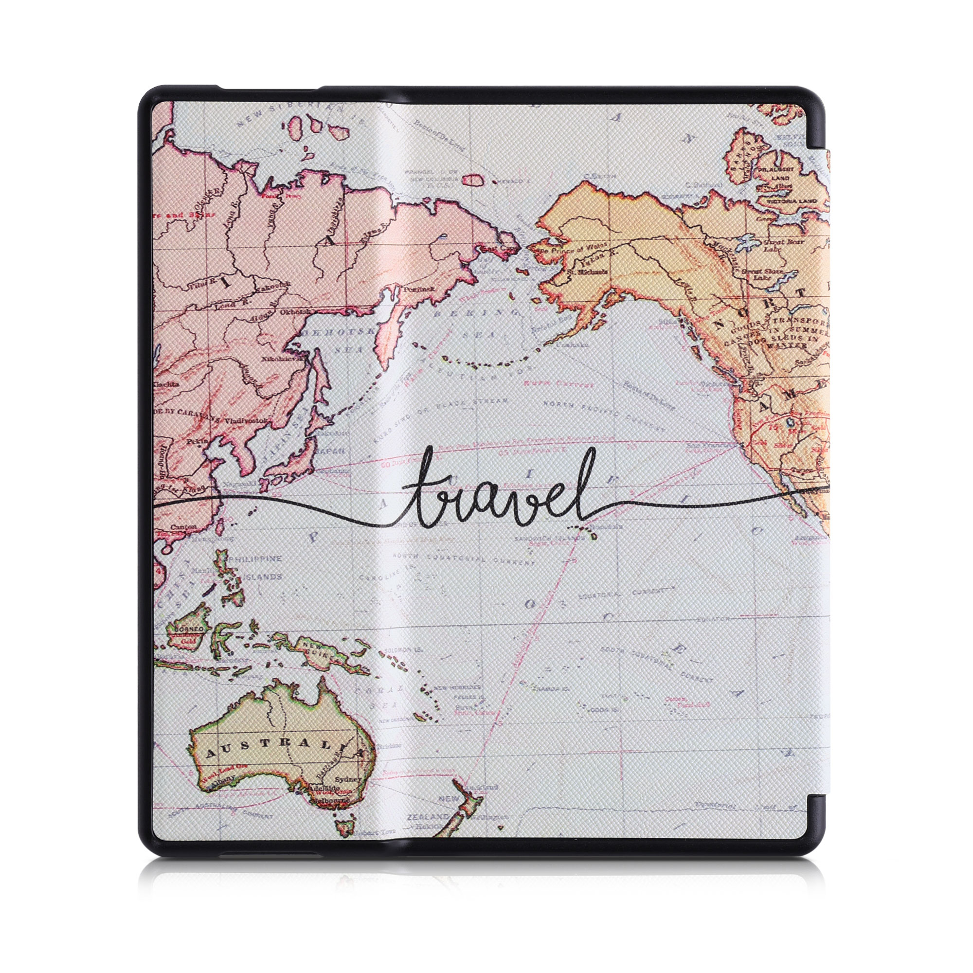 Pouzdro na čtečku kwmobile pro Amazon Kindle Oasis 10. Generation - motiv Travel černá / vícebarevná