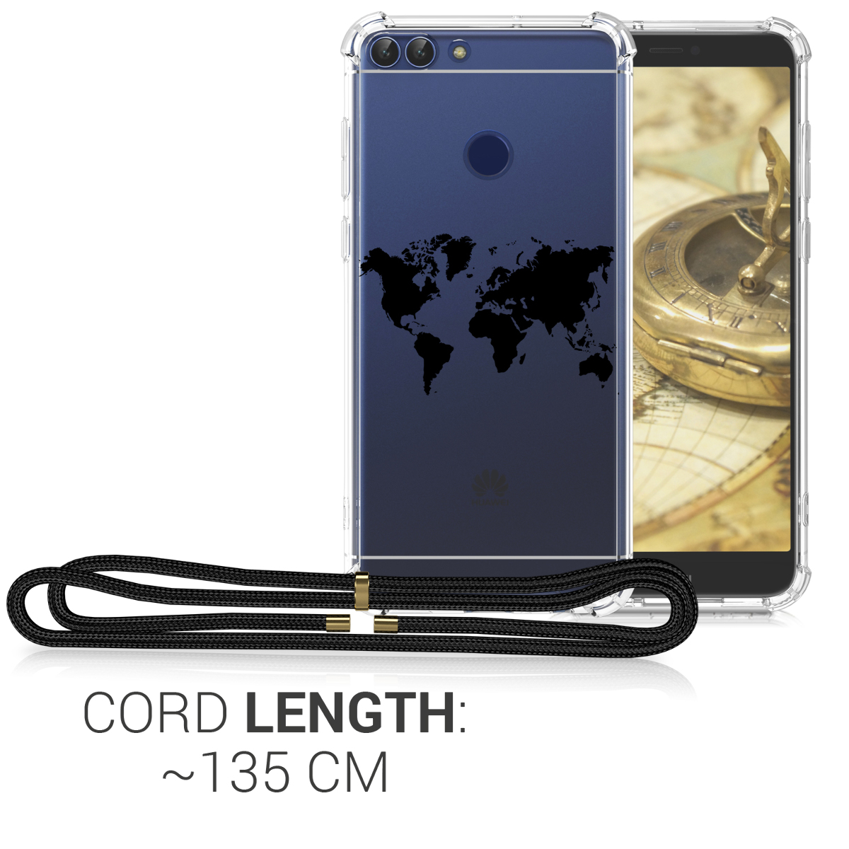 Crossbody kryt na mobil Huawei Enjoy 7S / P Smart (2017) kwmobile se šňůrkou travel outline -