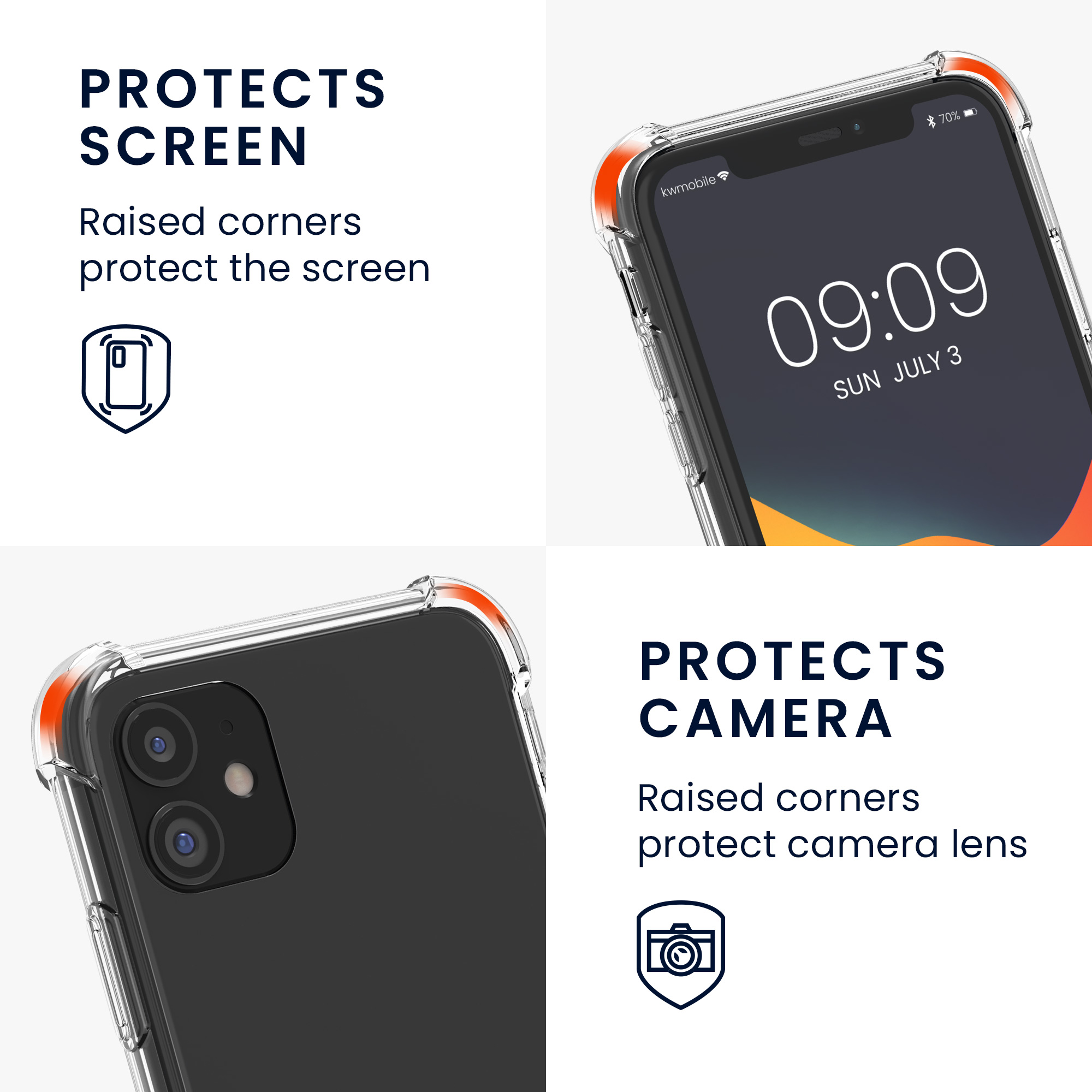 TPU kryt pro Apple iPhone 11 se šňůrkou kwmobile ‑ čirá / černá