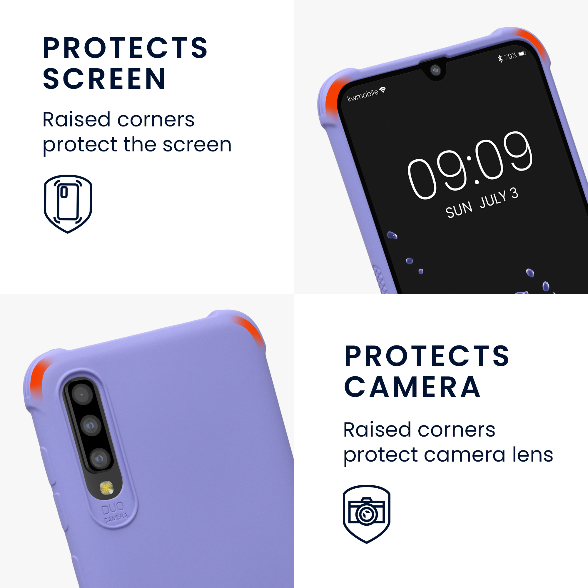Crossbody kryt na mobil Samsung Galaxy A50 kwmobile se šňůrkou Levandulová