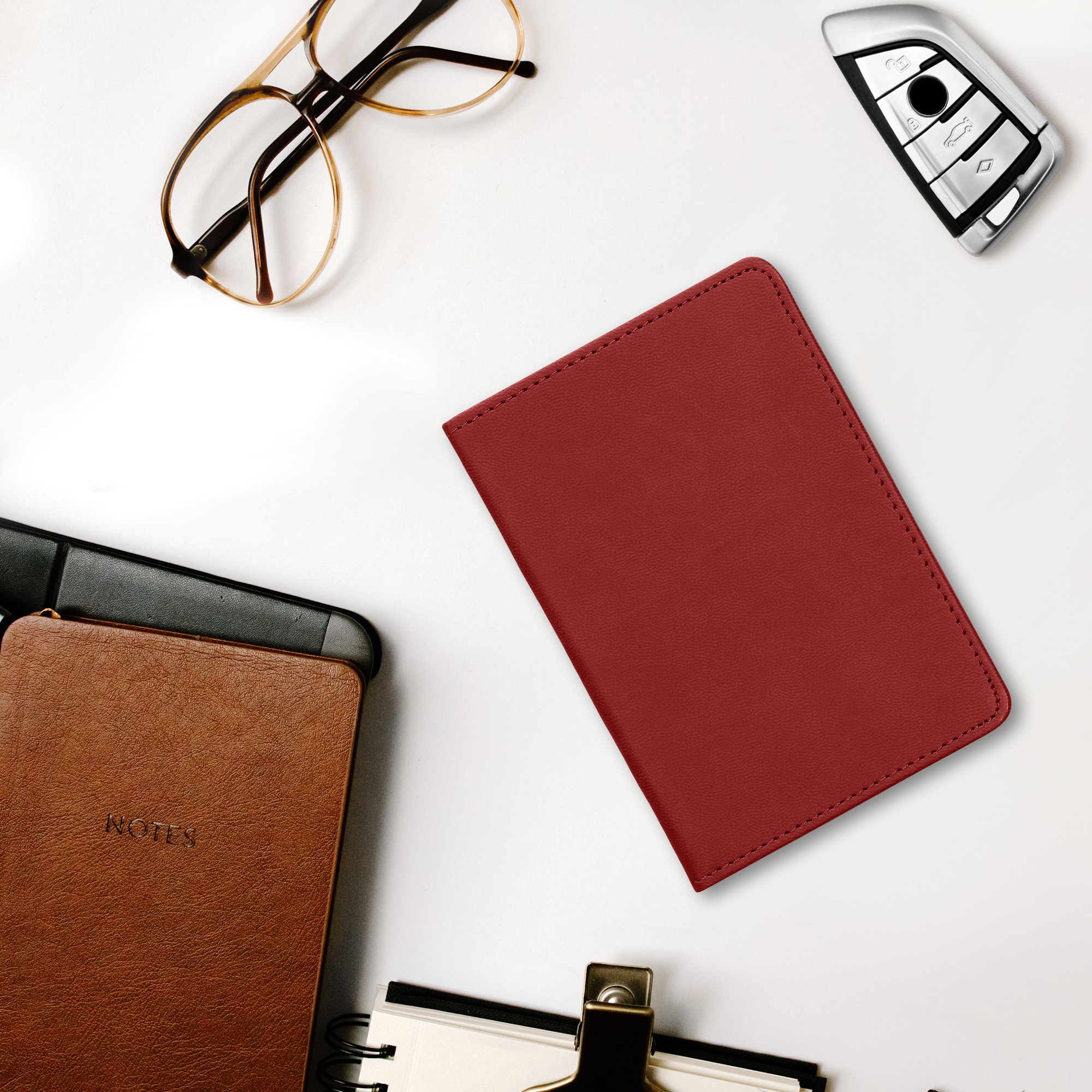 Obal na doklady od auta kwmobile 12 x 17,5 cm / 9,2 x 13 cm PU kůže - vínově fialová