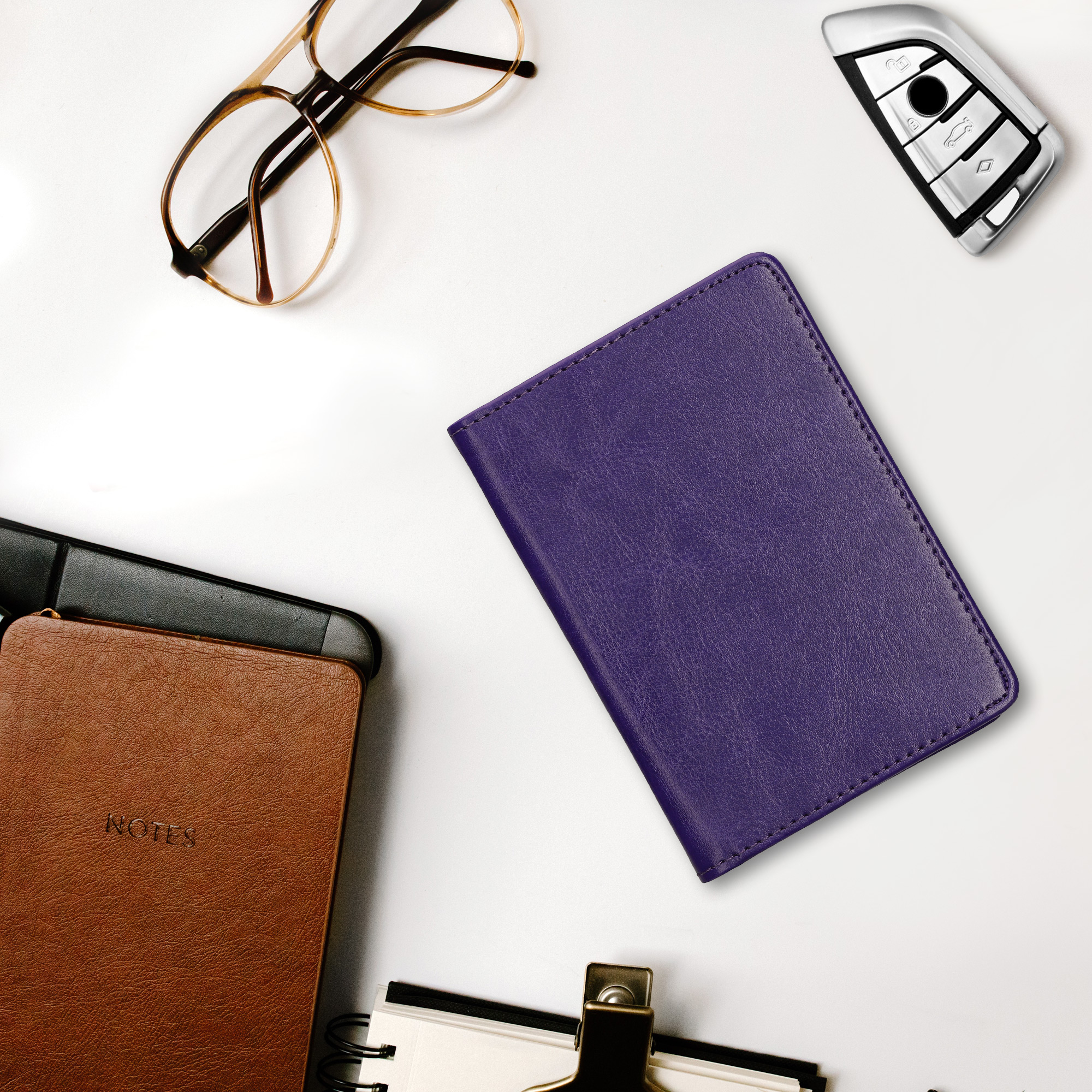 Obal na doklady od auta kwmobile 12 x 17,5 cm / 9,2 x 13 cm PU kůže - světle fialová