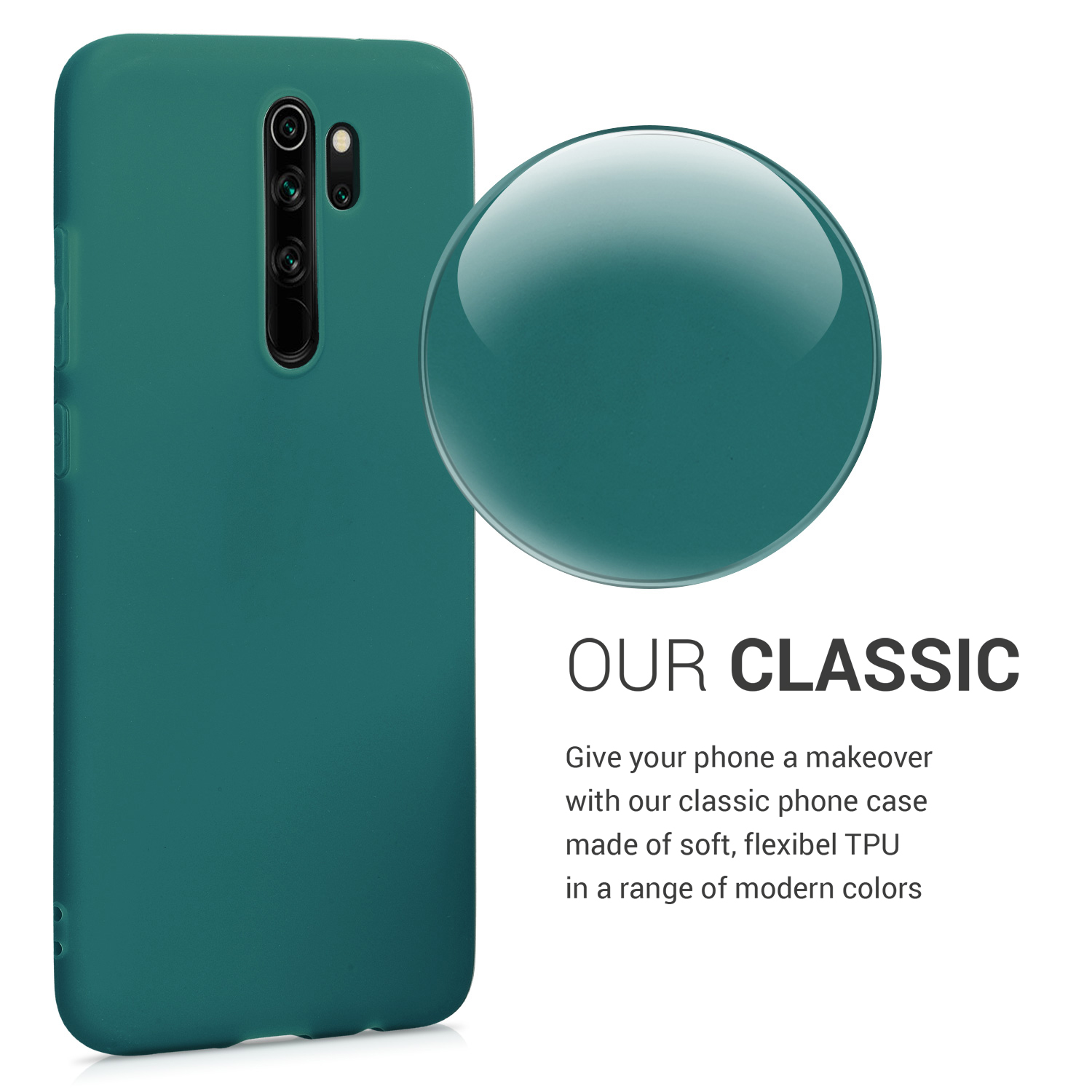 TPU kryt kwmobile pro Xiaomi Redmi Note 8 Pro - matná petrolejová