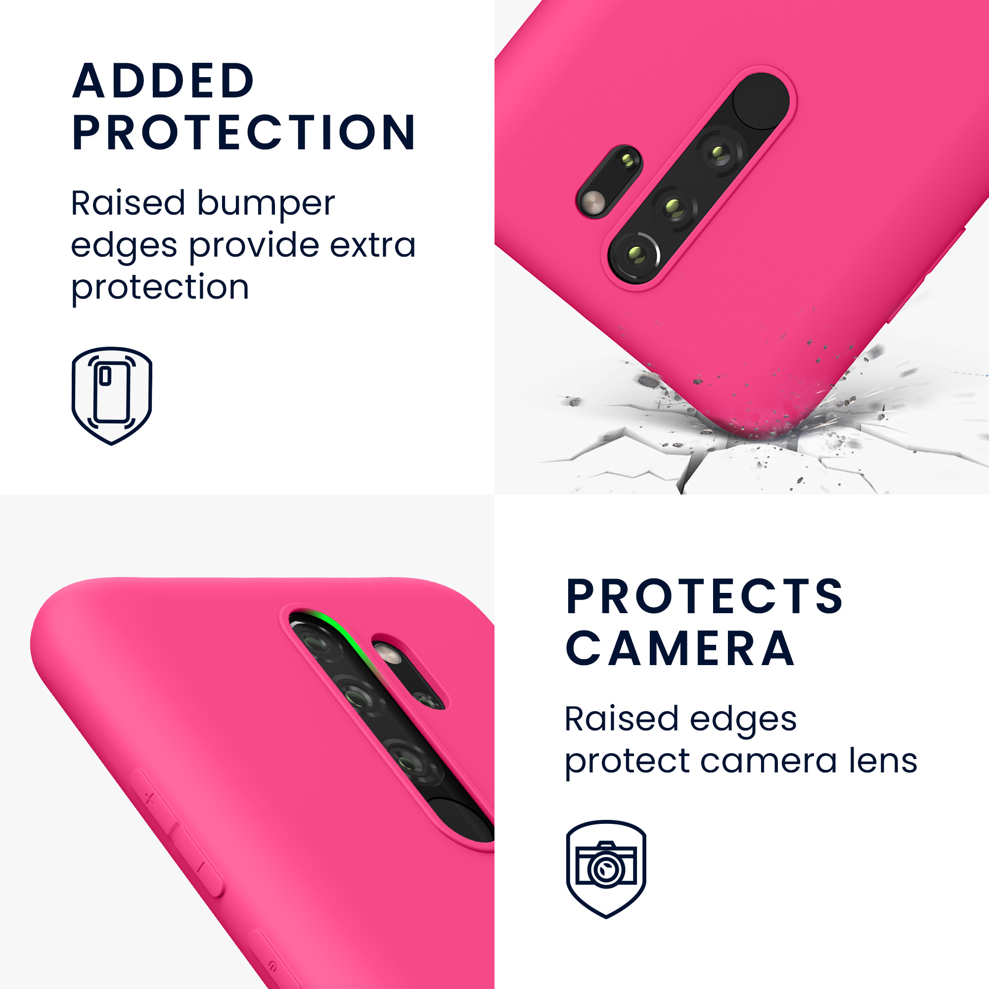 TPU kryt kwmobile pro Xiaomi Redmi Note 8 Pro - neonově růžová