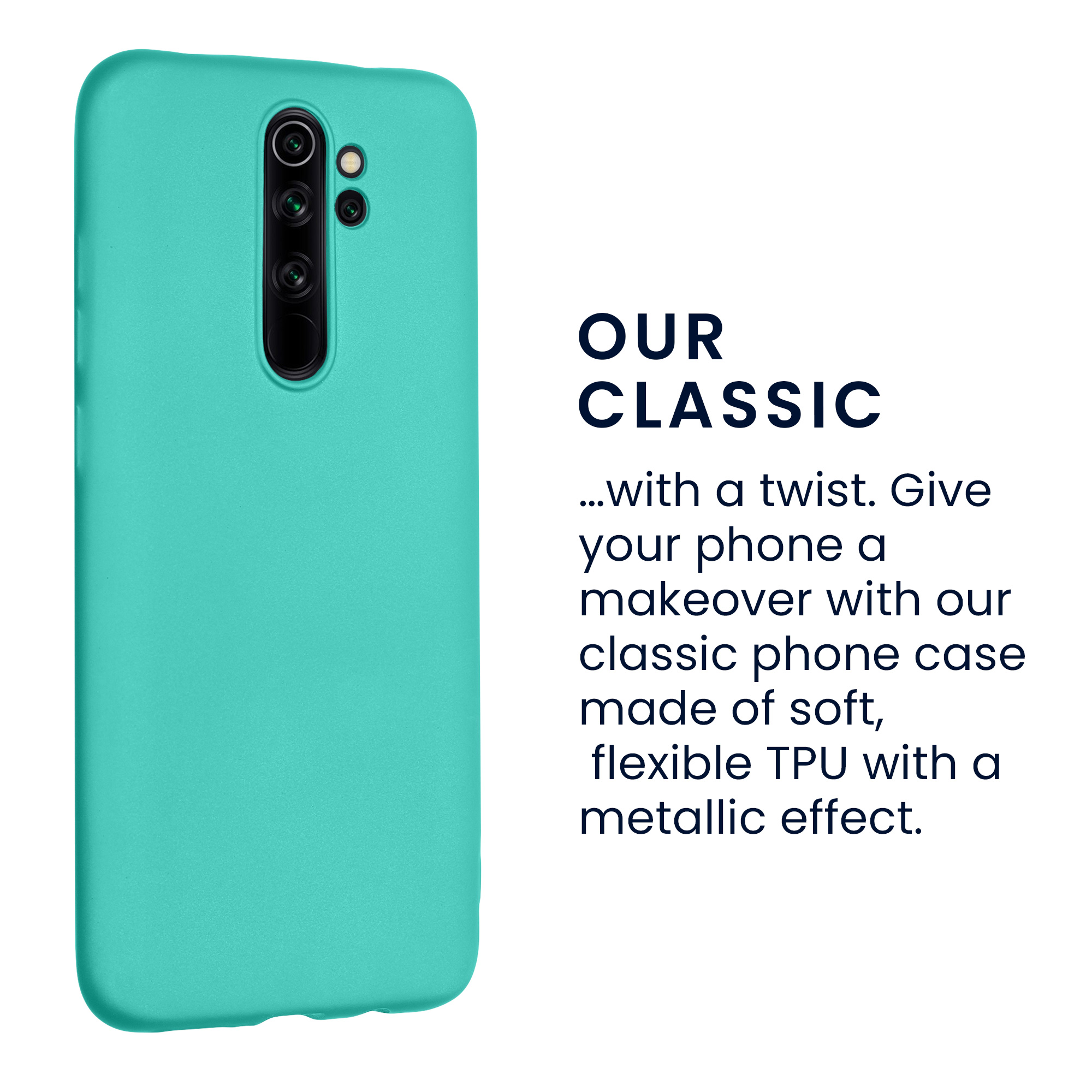 Metalický TPU kryt kwmobile pro Xiaomi Redmi Note 8 Pro - metalická tyrkysová