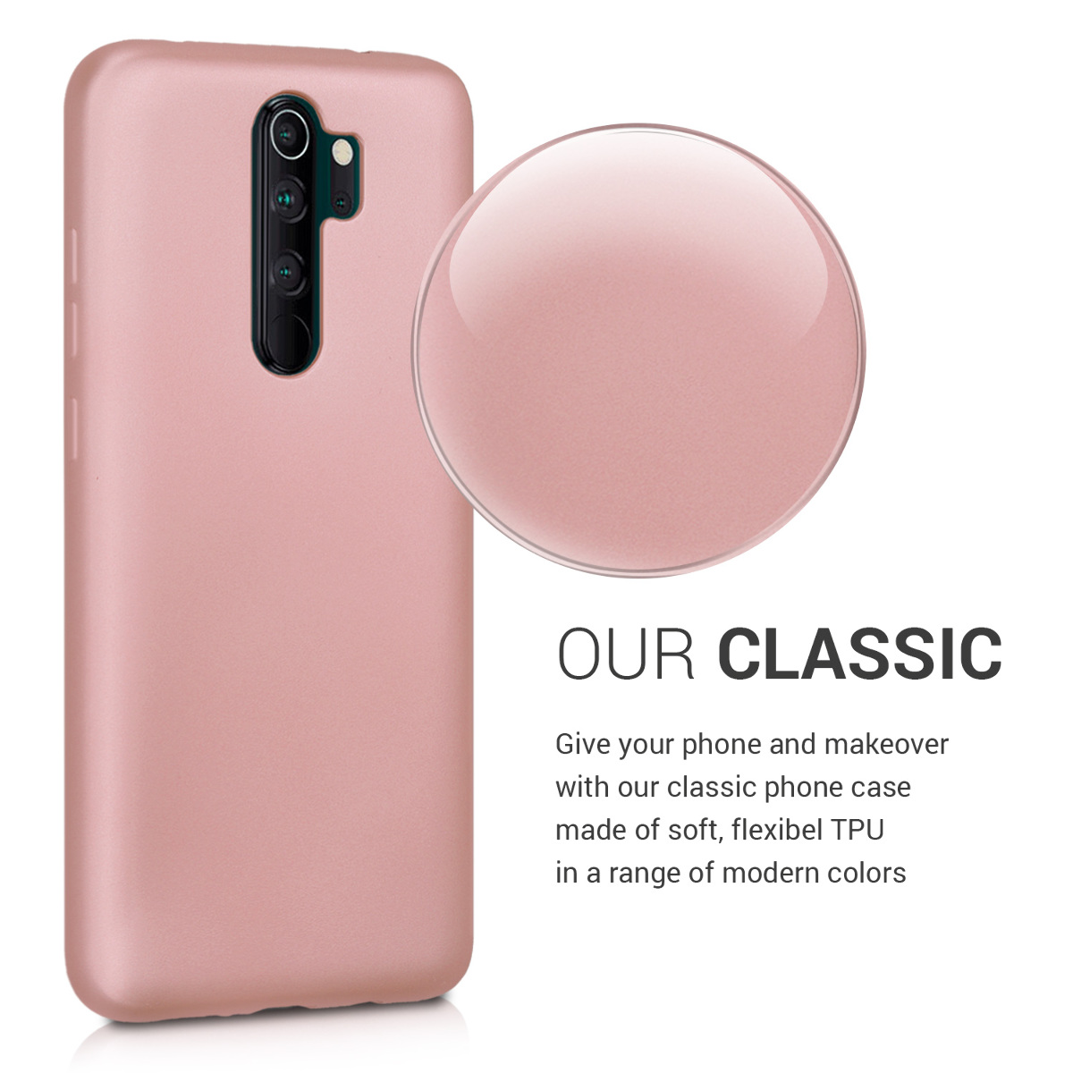 Metalický TPU kryt kwmobile pro Xiaomi Redmi Note 8 Pro - metalická růžově zlatá