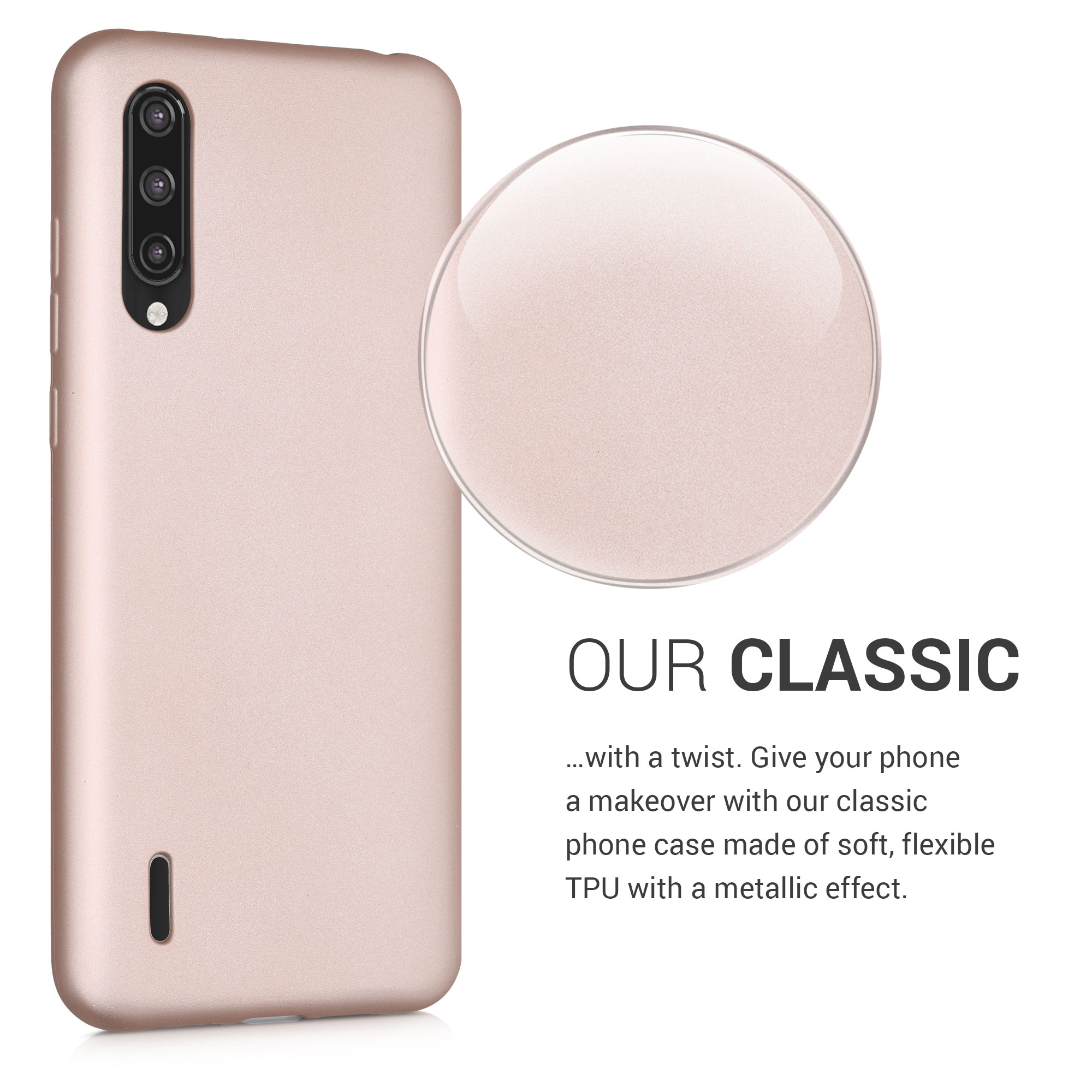 Kryt kwmobile Xiaomi Mi 9 Lite, metalická růžově zlatá
