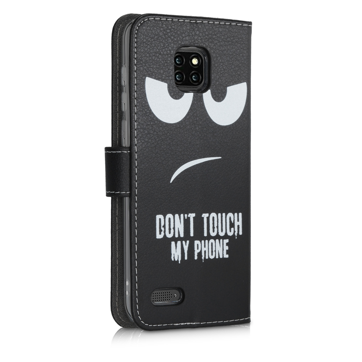 kwmobile peněženkové pouzdro pro Ulefone Note 7 (2019), Don't Touch My Phone bílá / černá