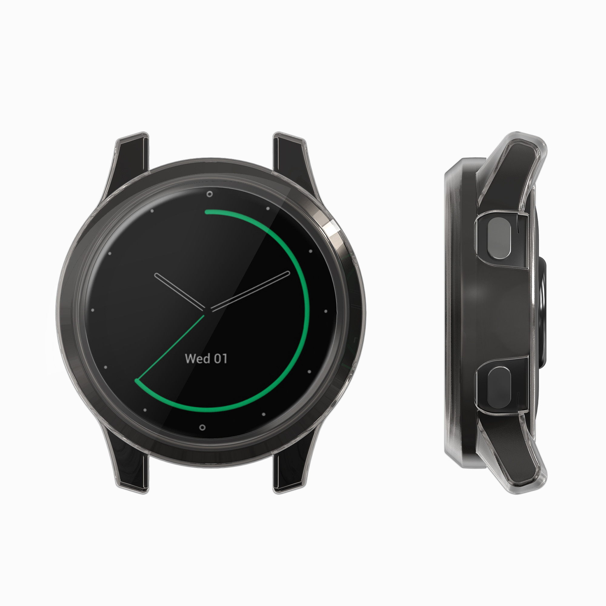 Rámeček se sklem kwmobile pro Garmin Vivoactive 4 (45 mm) - 2 ks, černá / transparentní