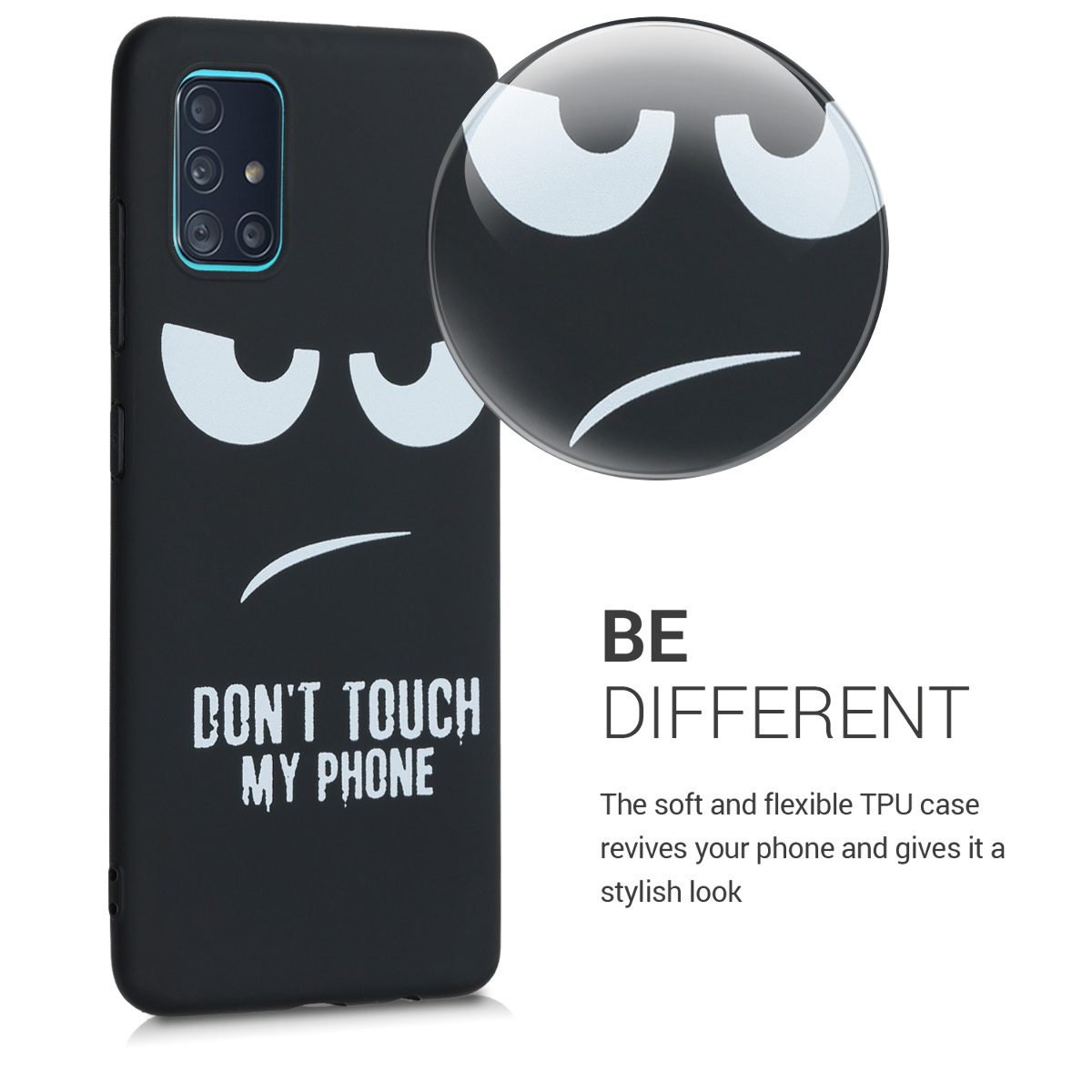 Kryt na mobil Samsung Galaxy A51 kwmobile motiv Don't Touch My Phone - Don't Touch My Phone - bílá / černá