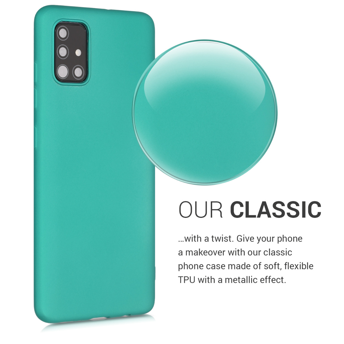 Kryt na mobil Samsung Galaxy A51 kwmobile TPU metalický Metalická tyrkysová
