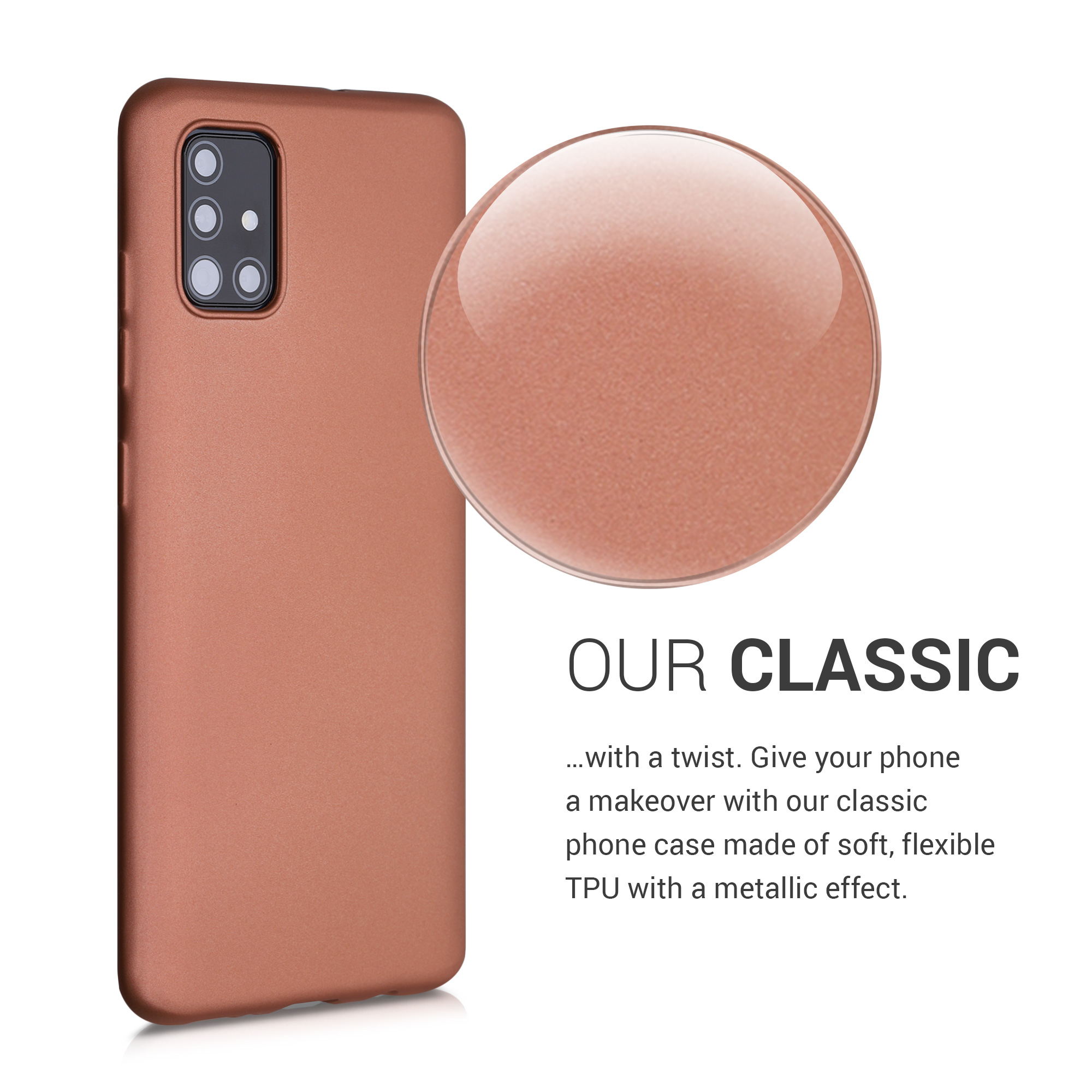 Kryt na mobil Samsung Galaxy A51 kwmobile TPU metalický Metalická bronzová